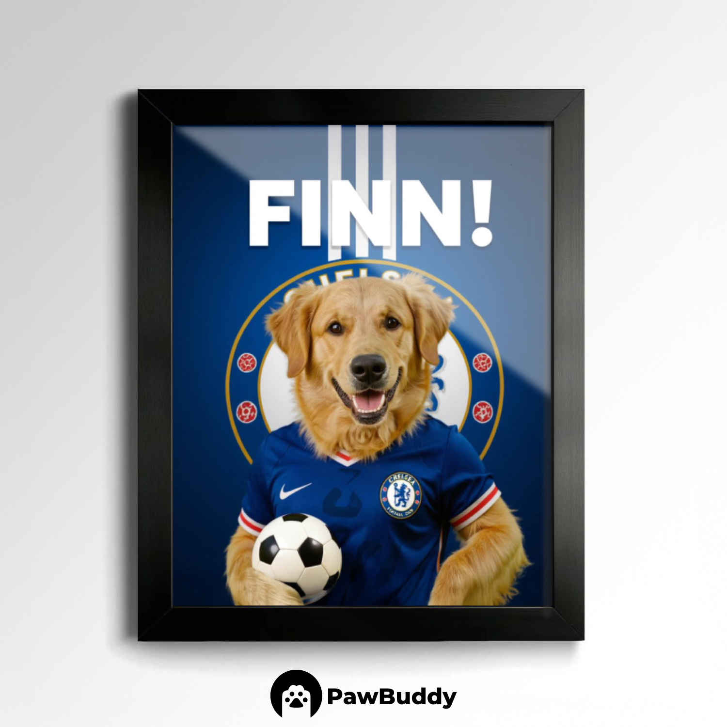 Custom Pet Poster Champion Soccer Portrait – Personalized High-Resolution Matte Print for Wall Art, Home Decor, or Unique Gifts for Pet Lovers (Frame Not Included)