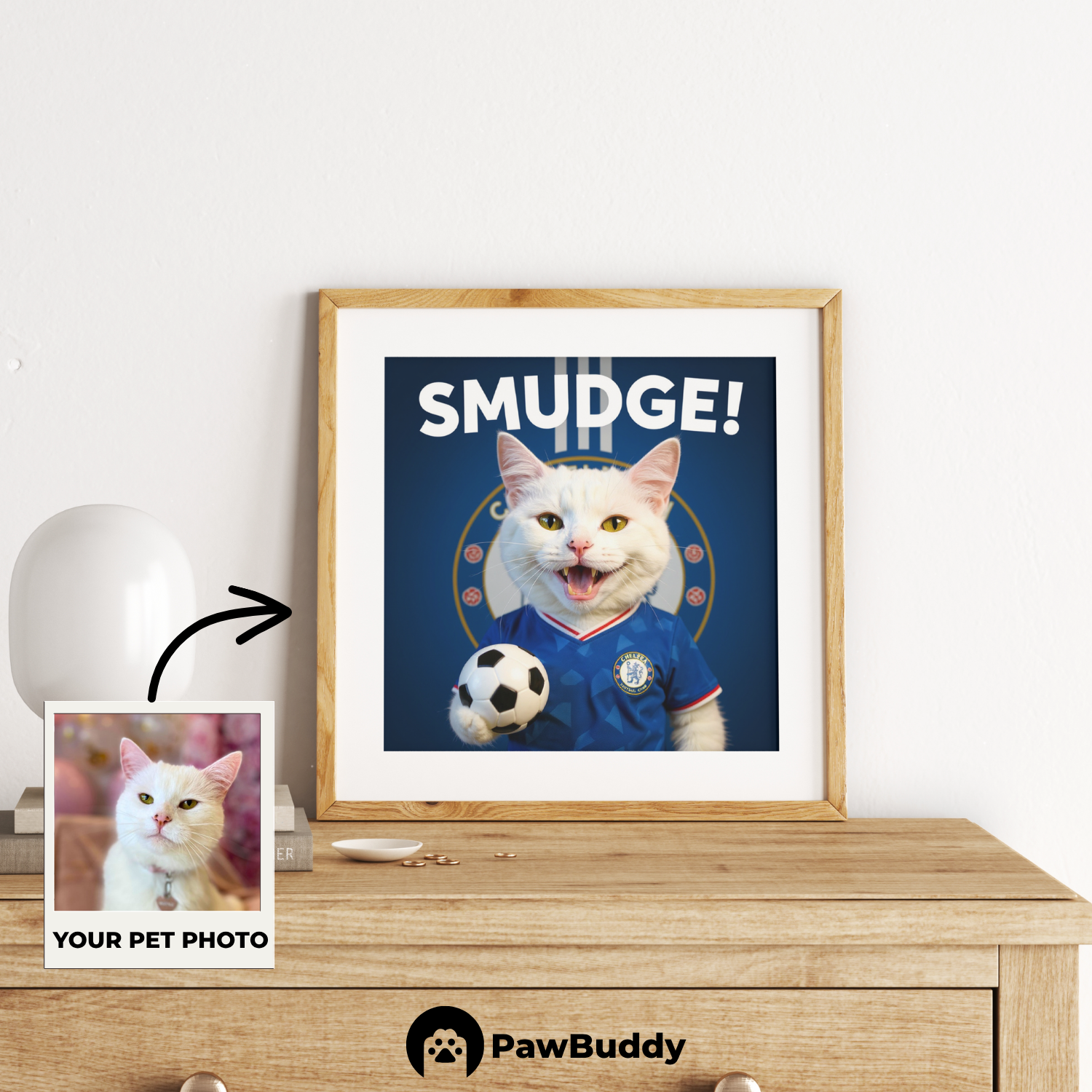 Custom Pet Poster Champion Soccer Portrait – Personalized High-Resolution Matte Print for Wall Art, Home Decor, or Unique Gifts for Pet Lovers (Frame Not Included)