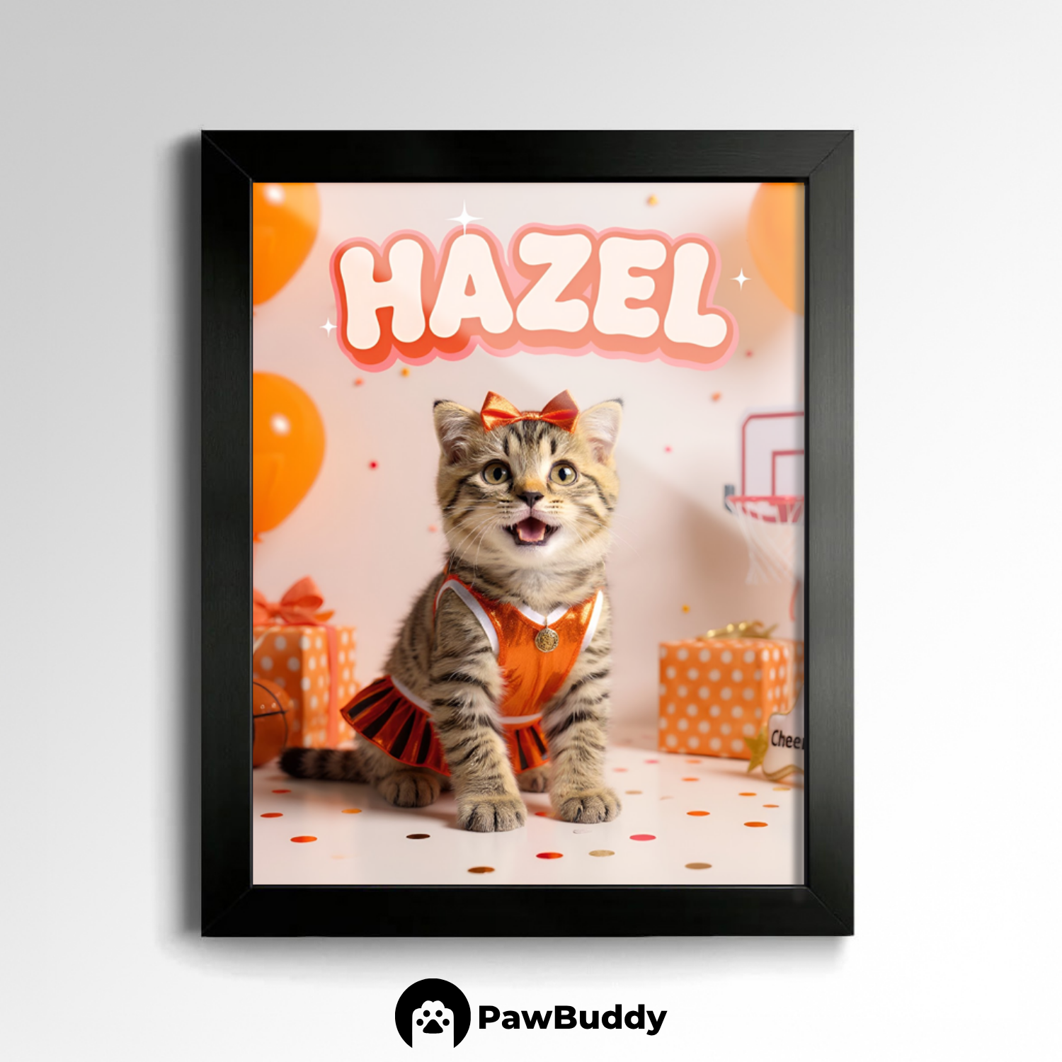 Custom Pet Poster Basketball Cheerleader Portrait – Personalized High-Resolution Matte Print for Wall Art, Home Decor, or Unique Gifts for Pet Lovers (Frame Not Included)