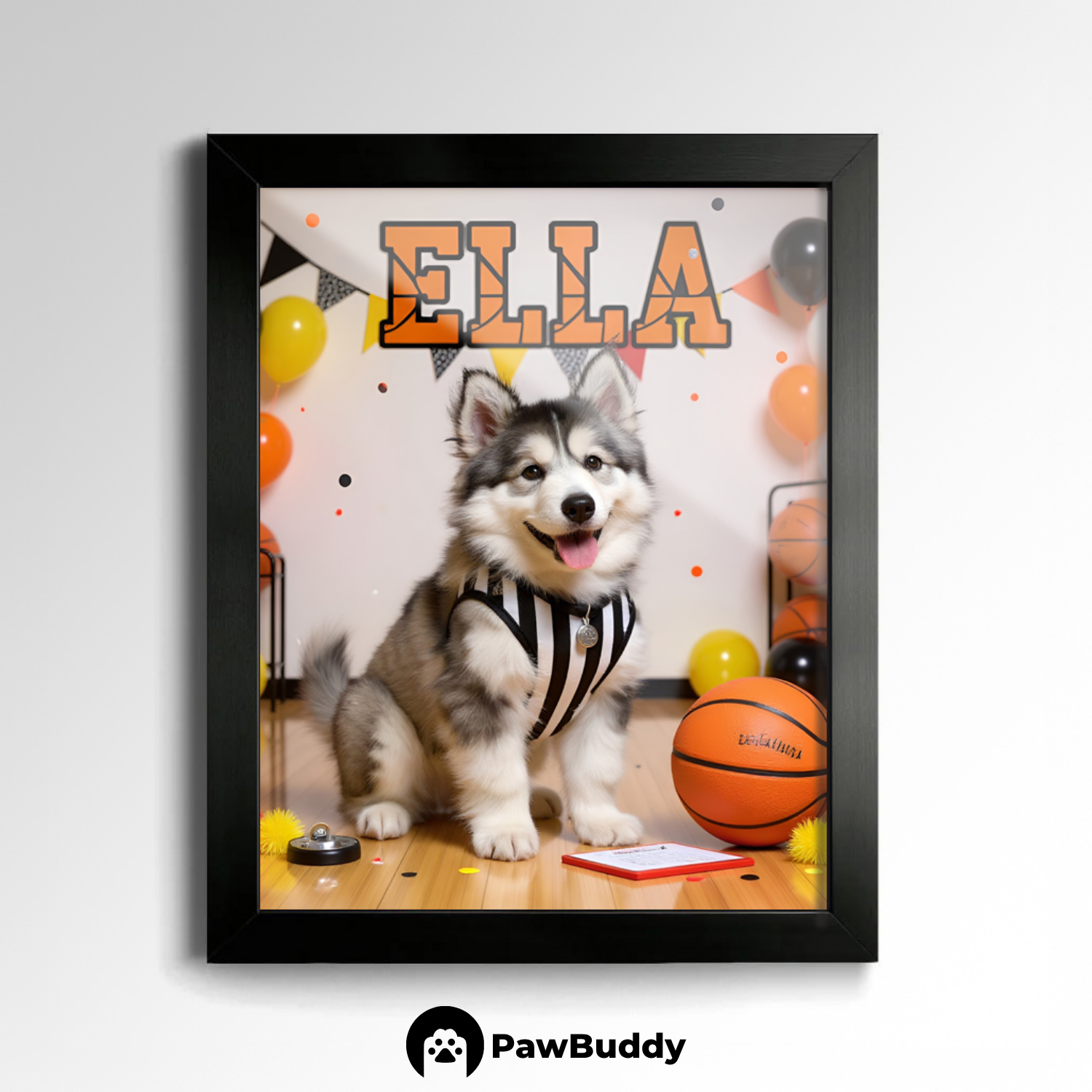 Custom Pet Poster Basketball Referee Portrait – Personalized High-Resolution Matte Print for Wall Art, Home Decor, or Unique Gifts for Pet Lovers (Frame Not Included)