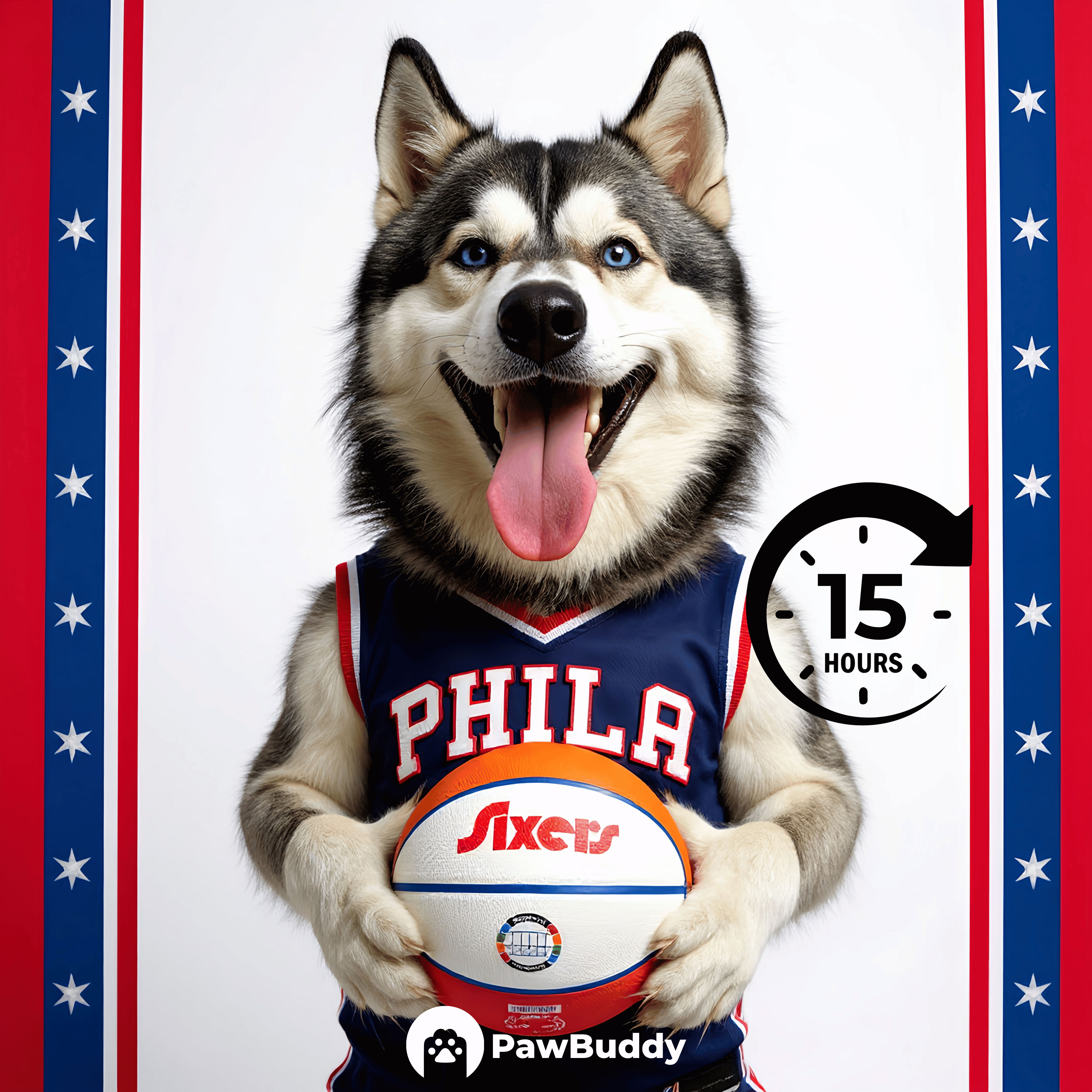 Custom Pet Portrait Urban Pulse Basketball Style Digital Artwork (Red-Blue Court Edition) - Personalized High-Resolution Artwork for Pet Lovers, Perfect for Online Sharing or as a Unique Sports - Themed Keepsake