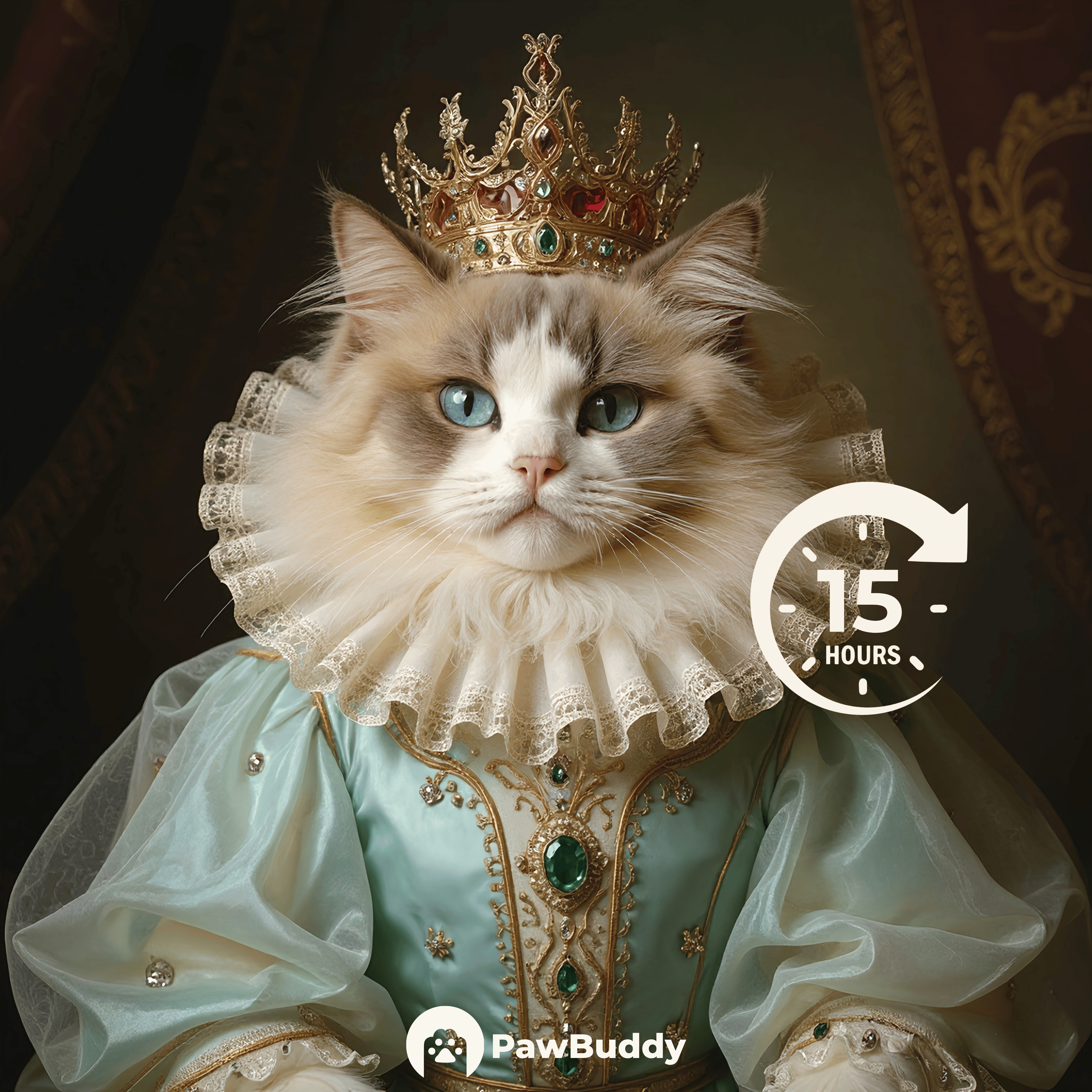 Custom Pet Portrait Emerald Queen Digital Artwork - Personalized High-Resolution Artwork for Pet Lovers, Perfect for Online Sharing or as a Unique Royal-Themed Keepsake