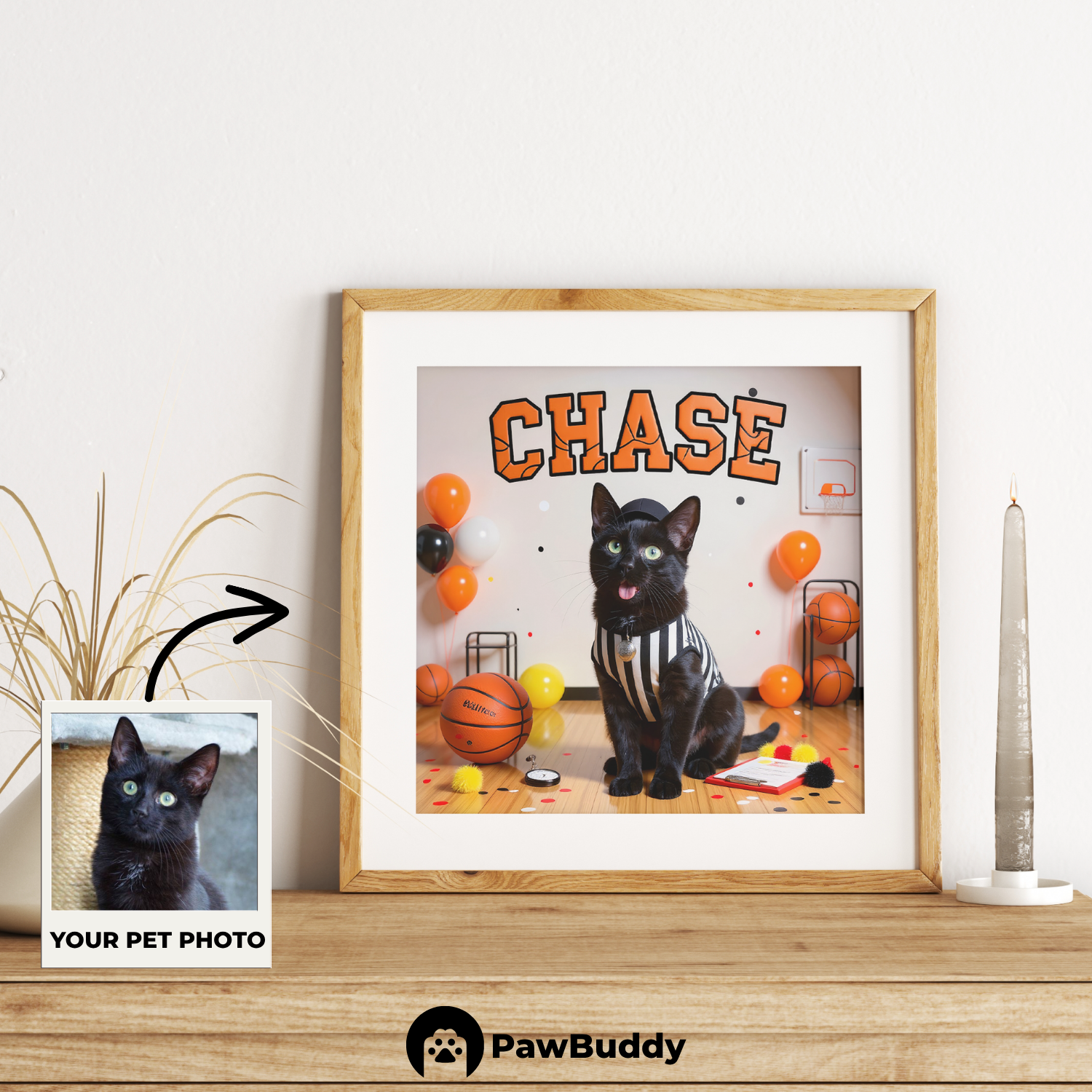 Custom Pet Poster Basketball Referee Portrait – Personalized High-Resolution Matte Print for Wall Art, Home Decor, or Unique Gifts for Pet Lovers (Frame Not Included)