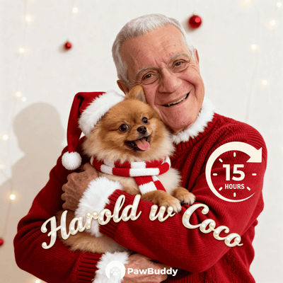 Custom Human & Pet Portrait Cozy Christmas Hug Digital Artwork - Personalized High-Resolution Artwork for Pet Lovers, Perfect for Online Sharing or as a Unique Holiday Keepsake