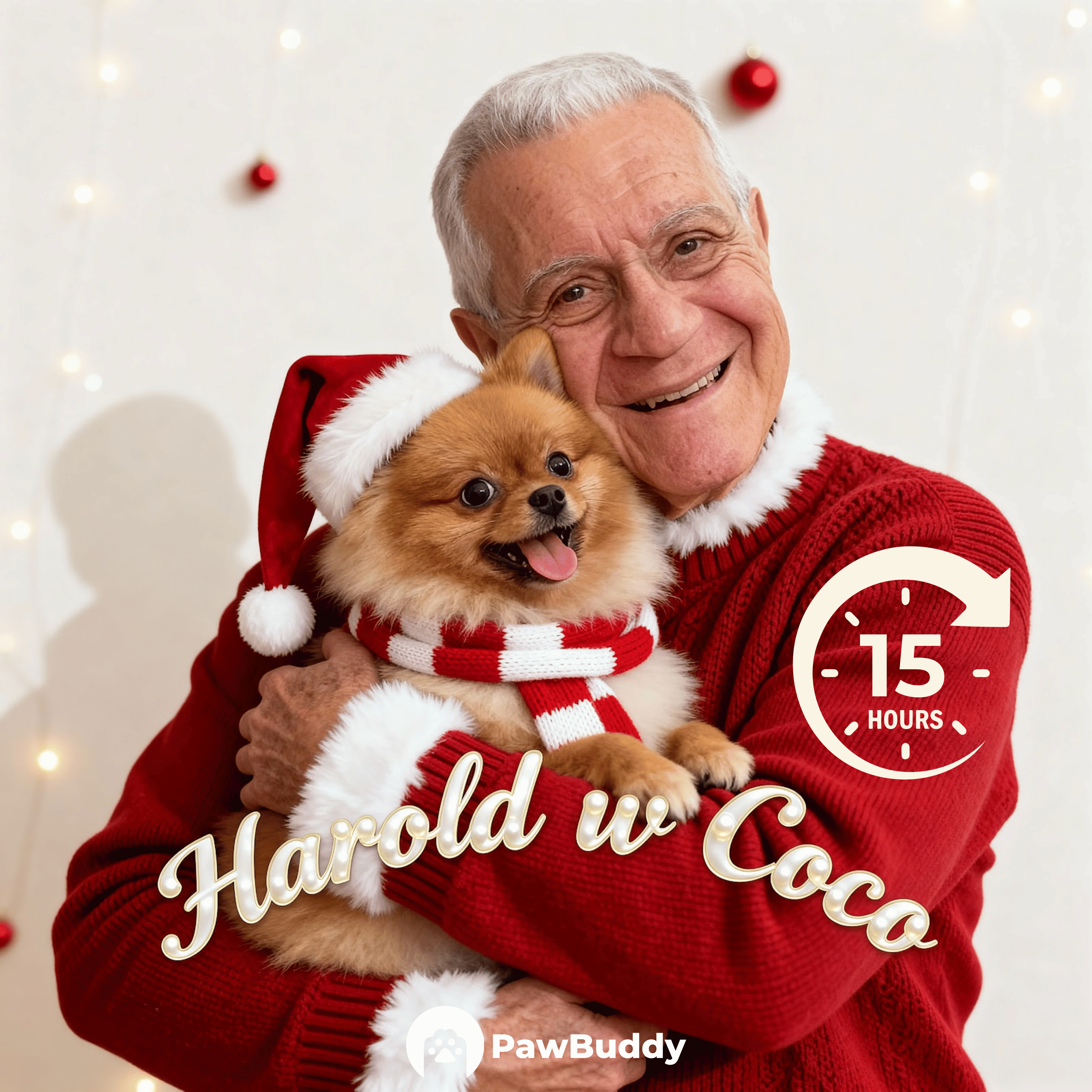 Custom Human & Pet Portrait Cozy Christmas Hug Digital Artwork - Personalized High-Resolution Artwork for Pet Lovers, Perfect for Online Sharing or as a Unique Holiday Keepsake