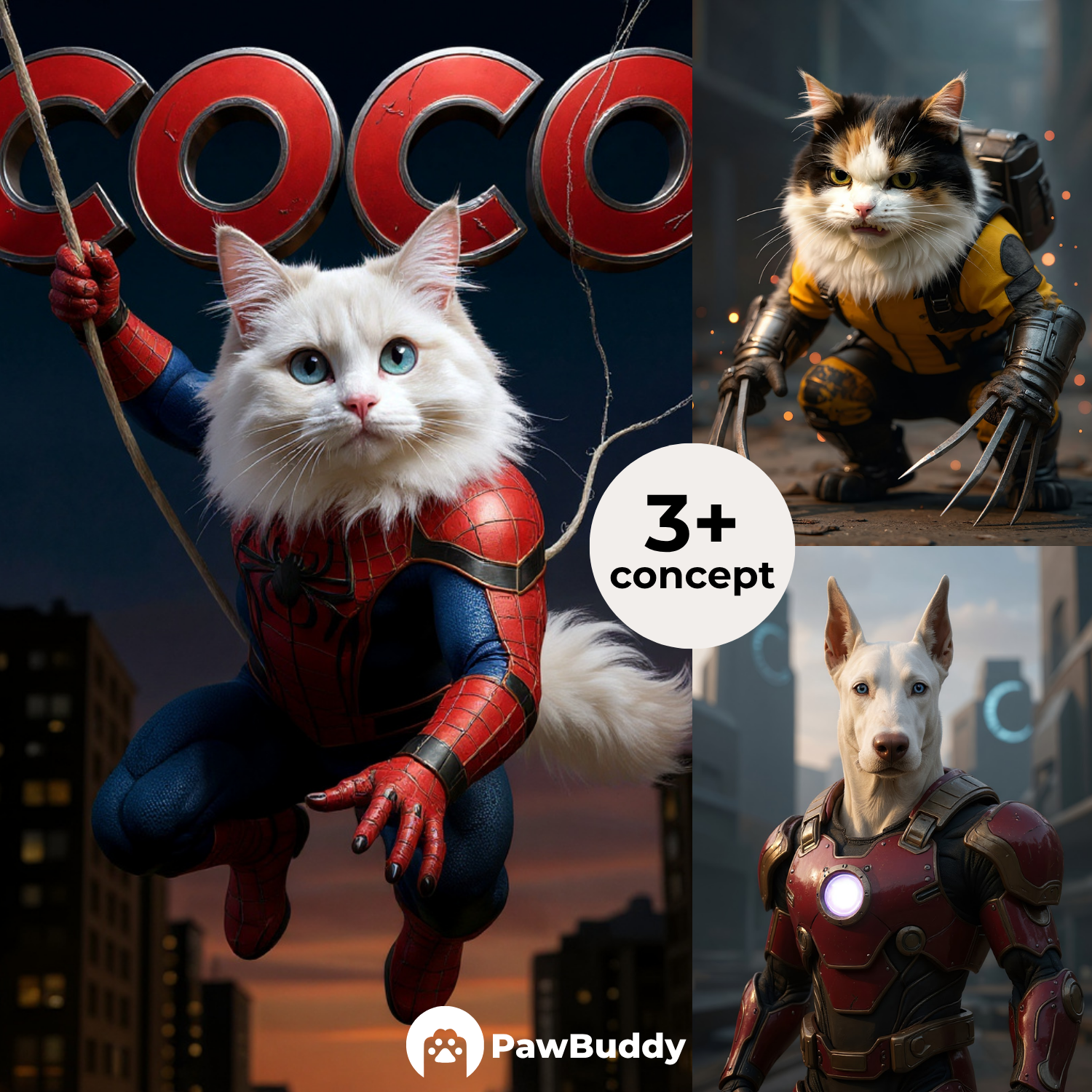 Custom Pet Portrait Action Hero Digital Artwork - Personalized High-Resolution Artwork for Pet Lovers, Perfect for Online Sharing or as a Unique Heroic-Themed Keepsake