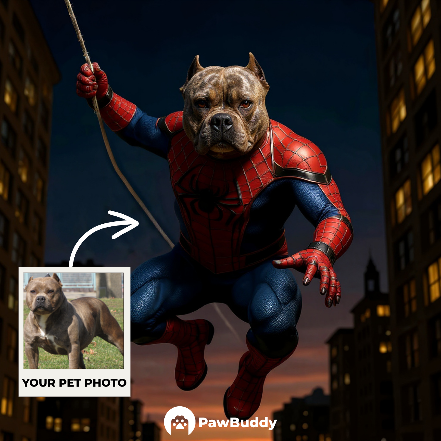 Custom Pet Portrait Action Hero Digital Artwork - Personalized High-Resolution Artwork for Pet Lovers, Perfect for Online Sharing or as a Unique Heroic-Themed Keepsake