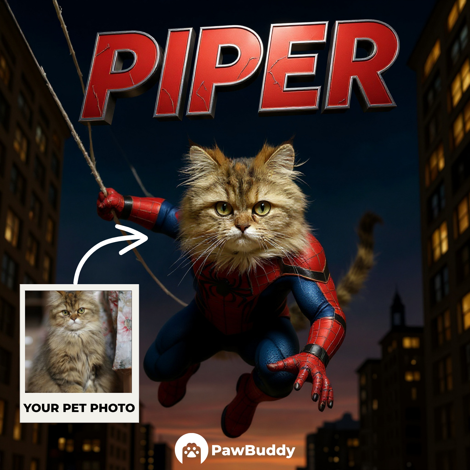 Custom Pet Portrait Action Hero Digital Artwork - Personalized High-Resolution Artwork for Pet Lovers, Perfect for Online Sharing or as a Unique Heroic-Themed Keepsake