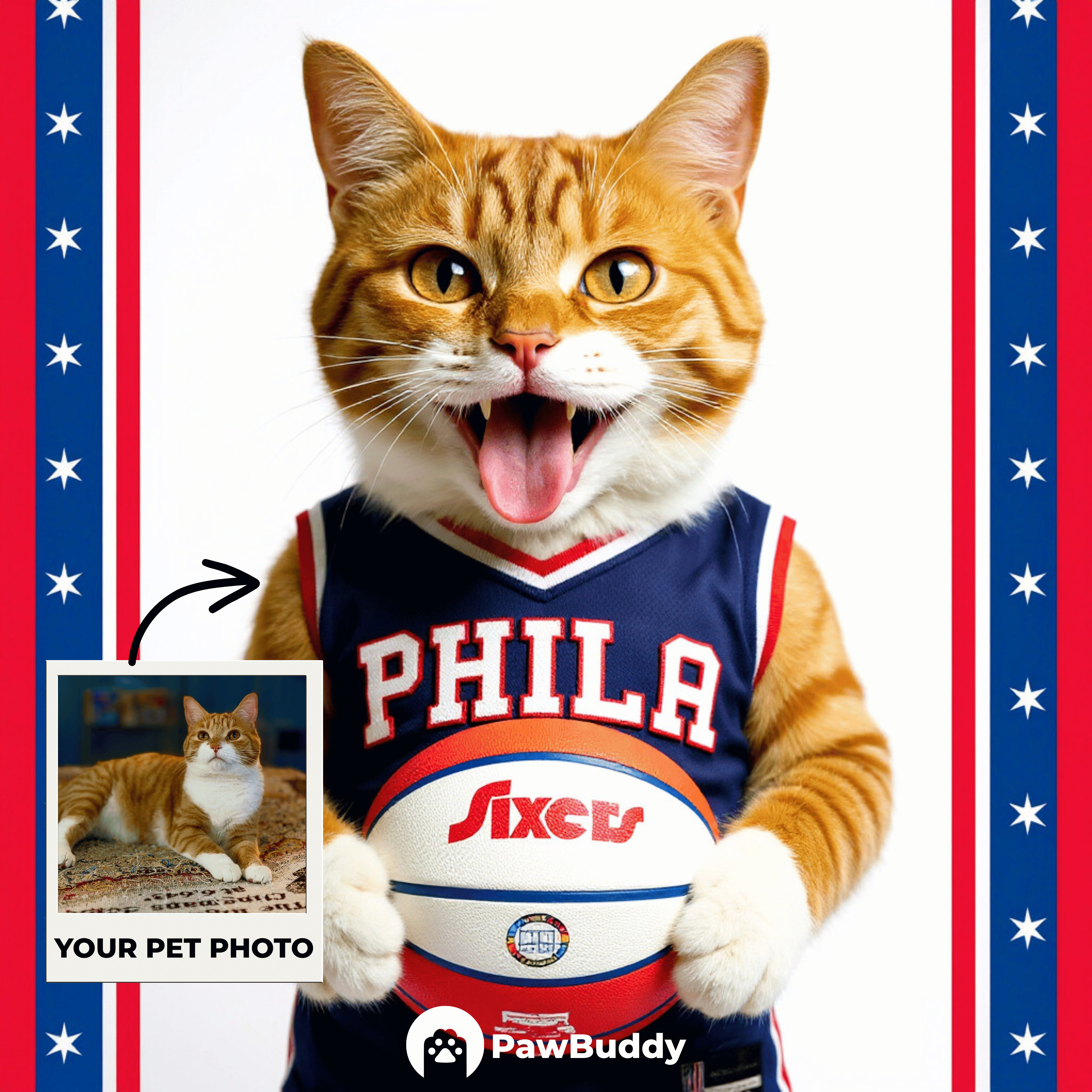 Custom Pet Portrait Urban Pulse Basketball Style Digital Artwork (Red-Blue Court Edition) - Personalized High-Resolution Artwork for Pet Lovers, Perfect for Online Sharing or as a Unique Sports - Themed Keepsake