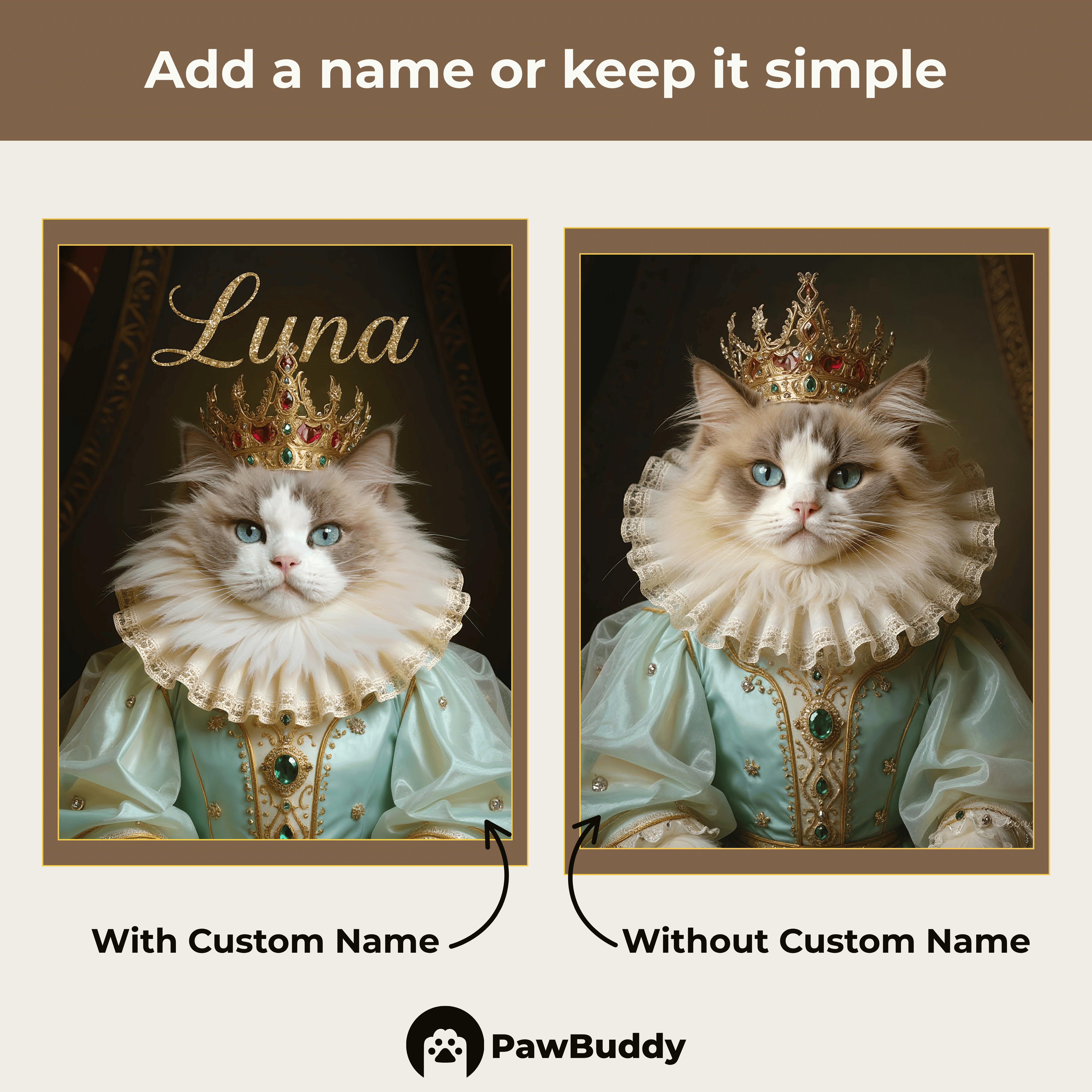 Custom Pet Portrait Emerald Queen Digital Artwork - Personalized High-Resolution Artwork for Pet Lovers, Perfect for Online Sharing or as a Unique Royal-Themed Keepsake