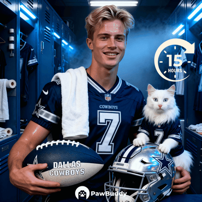Custom Human & Pet Portrait Silver Star Football Digital Artwork - Personalized High-Resolution Artwork for Pet Lovers, Perfect for Online Sharing or as a Unique Sports Keepsake