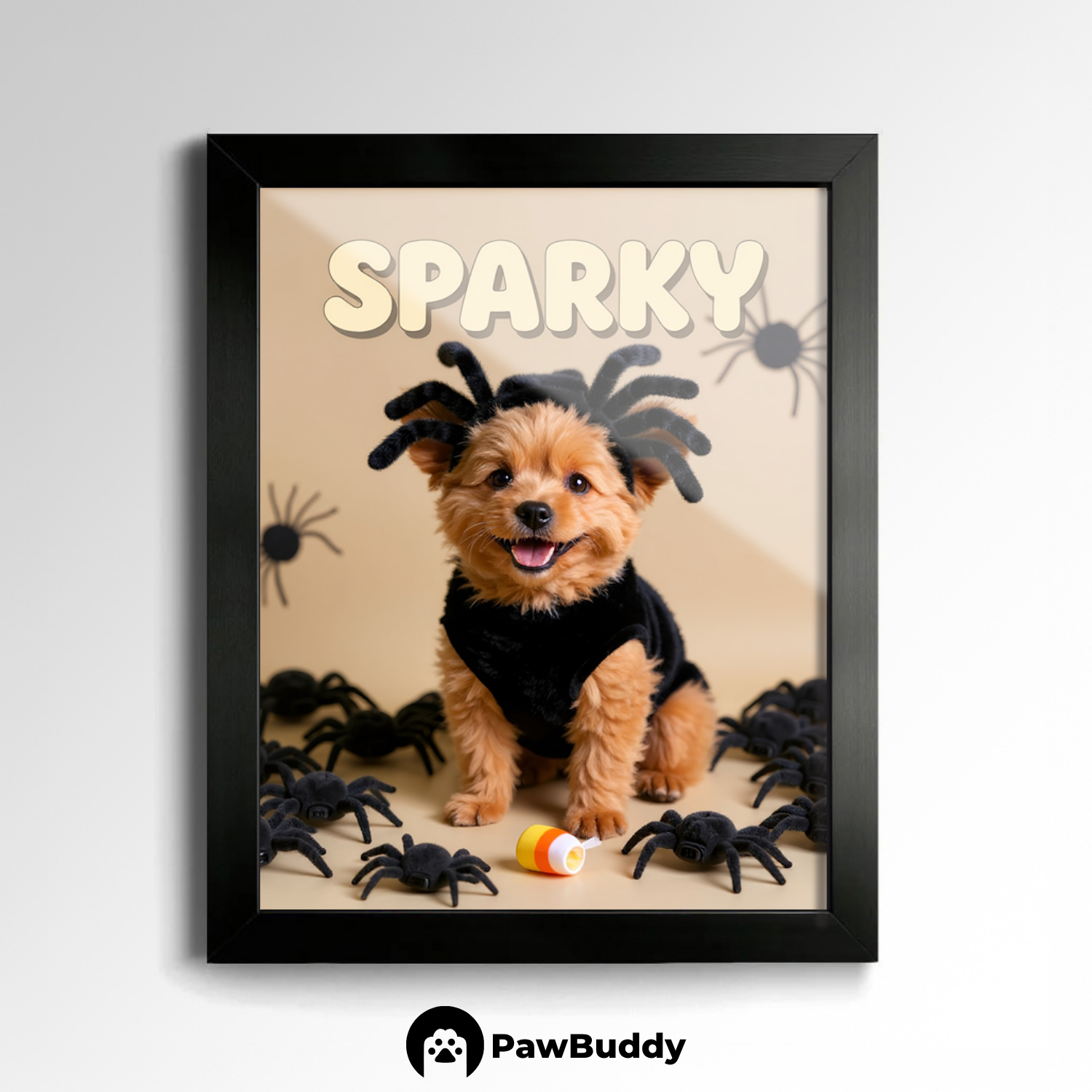 Custom Pet Poster Spooky Spider Halloween Portrait – Personalized High-Resolution Matte Print for Wall Art, Home Decor, or Unique Gifts for Pet Lovers (Frame Not Included)