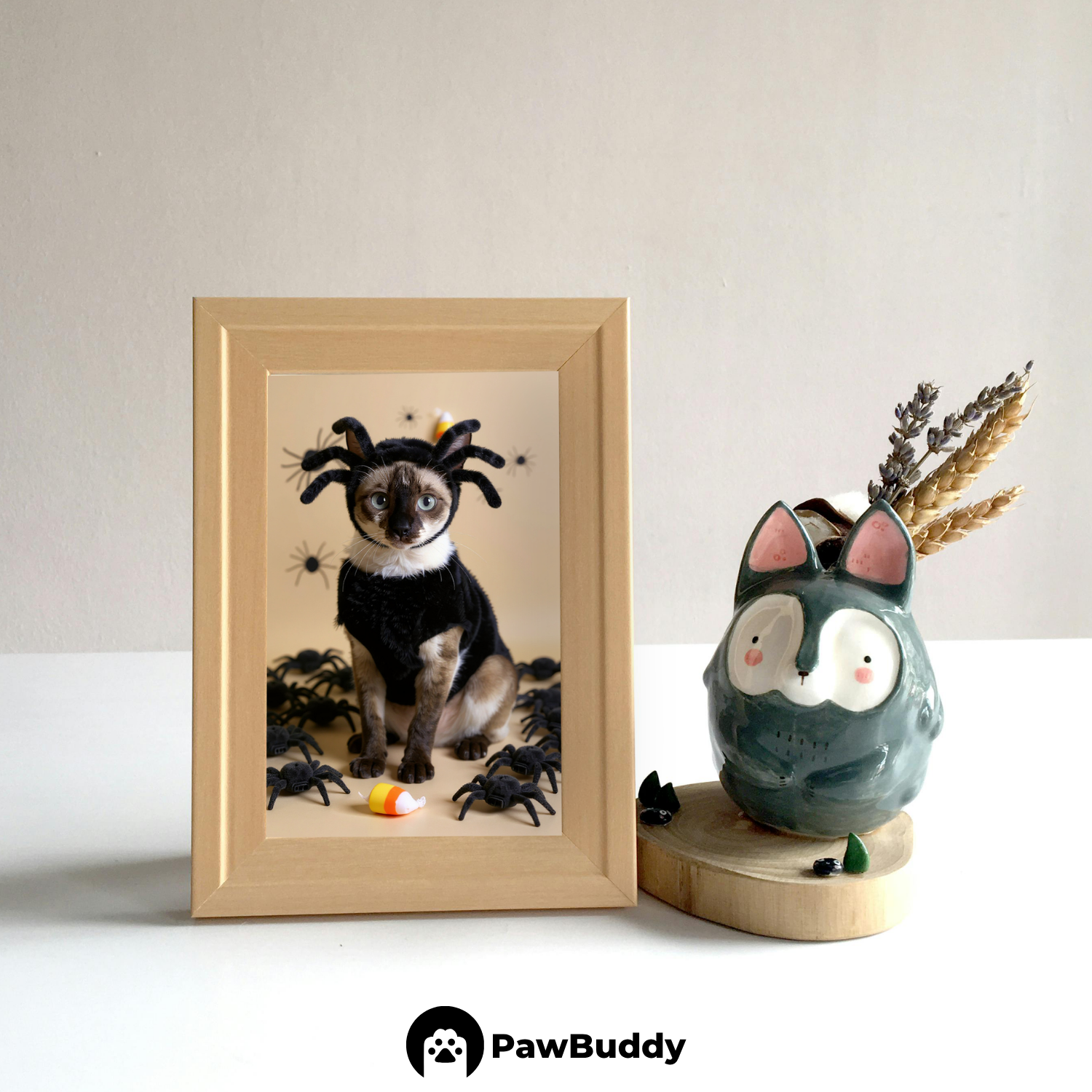 Custom Pet Poster Spooky Spider Halloween Portrait – Personalized High-Resolution Matte Print for Wall Art, Home Decor, or Unique Gifts for Pet Lovers (Frame Not Included)