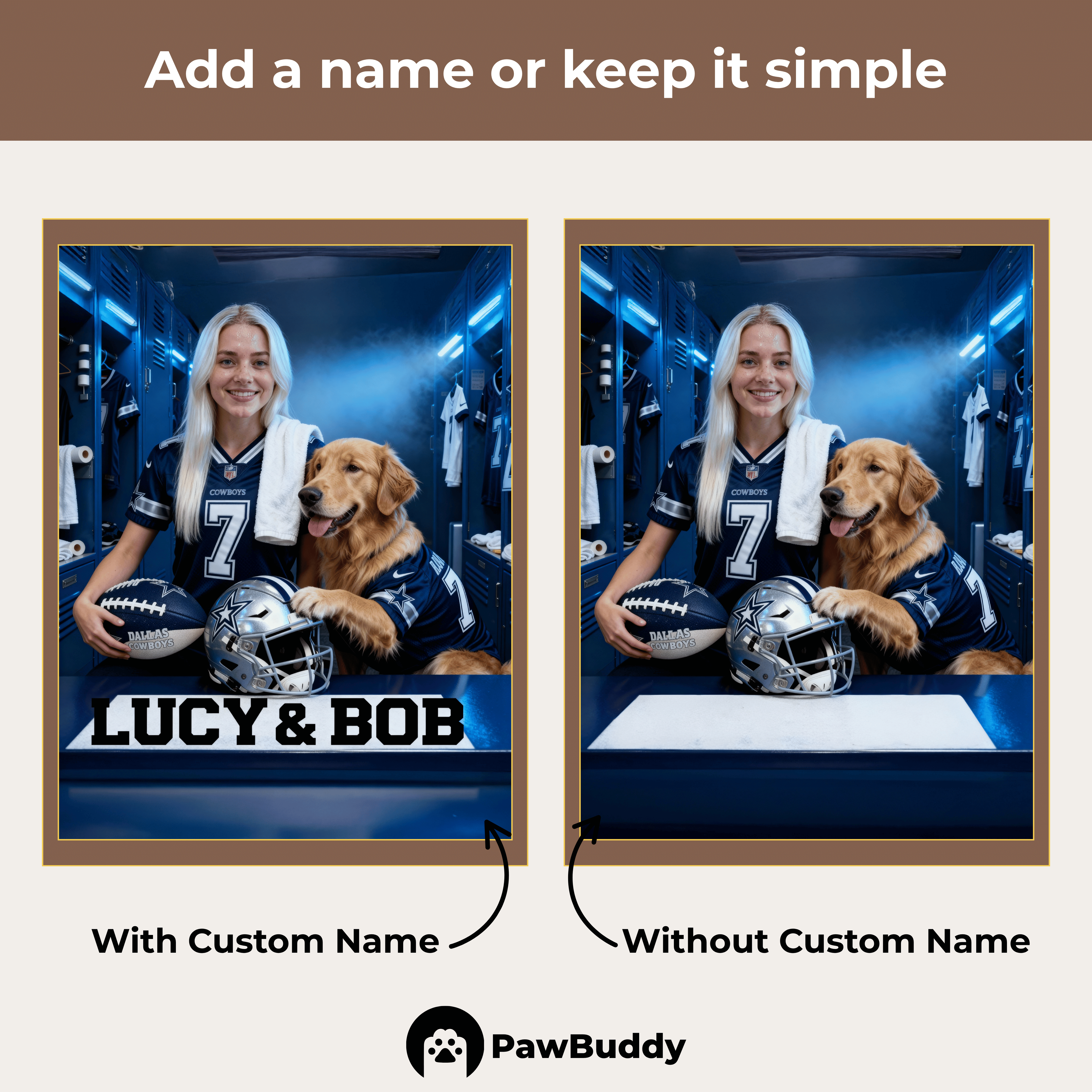 Custom Human & Pet Portrait Silver Star Football Digital Artwork - Personalized High-Resolution Artwork for Pet Lovers, Perfect for Online Sharing or as a Unique Sports Keepsake