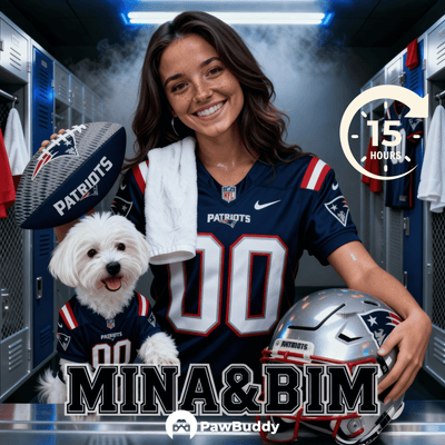 Custom Human & Pet Portrait Patriot Pride Football Digital Artwork -  Personalized High Resolution Artwork for Pet Lovers, Perfect for Online Sharing or as a Unique Sports Keepsake