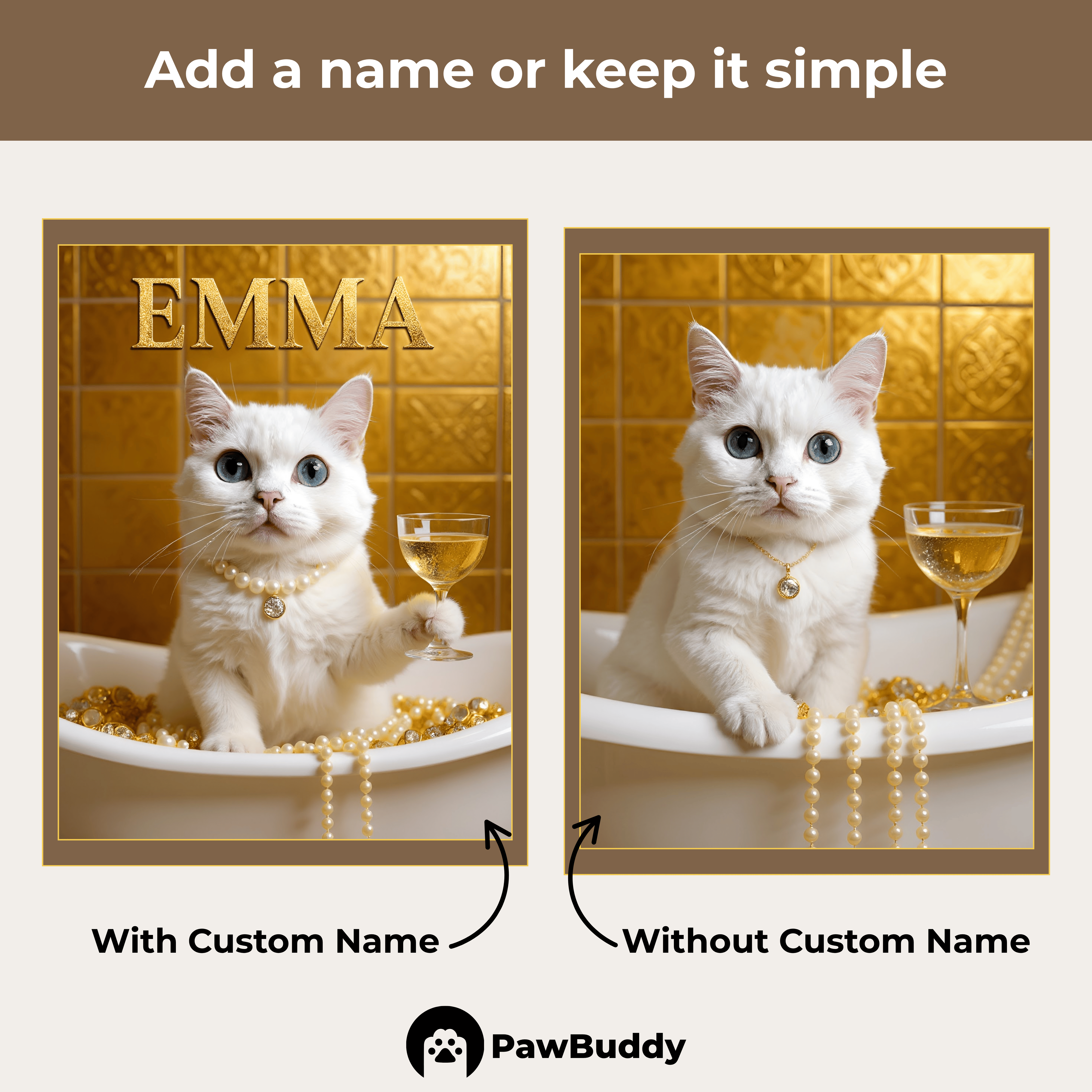 Custom Pet Portrait Golden Glamour Bathtub Digital Artwork - Personalized High-Resolution Artwork for Pet Lovers, Perfect for Online Sharing or as a Unique Luxury-Themed Keepsake