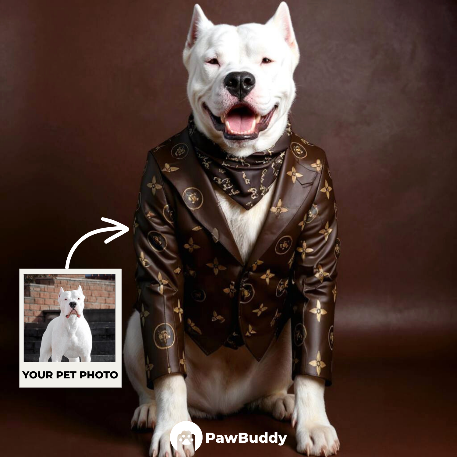 Custom Pet Portrait Fashionista Couture Digital Artwork – Personalized High-Resolution Artwork for Pet Lovers, Perfect for Online Sharing or as a Unique Luxury-Themed Keepsake