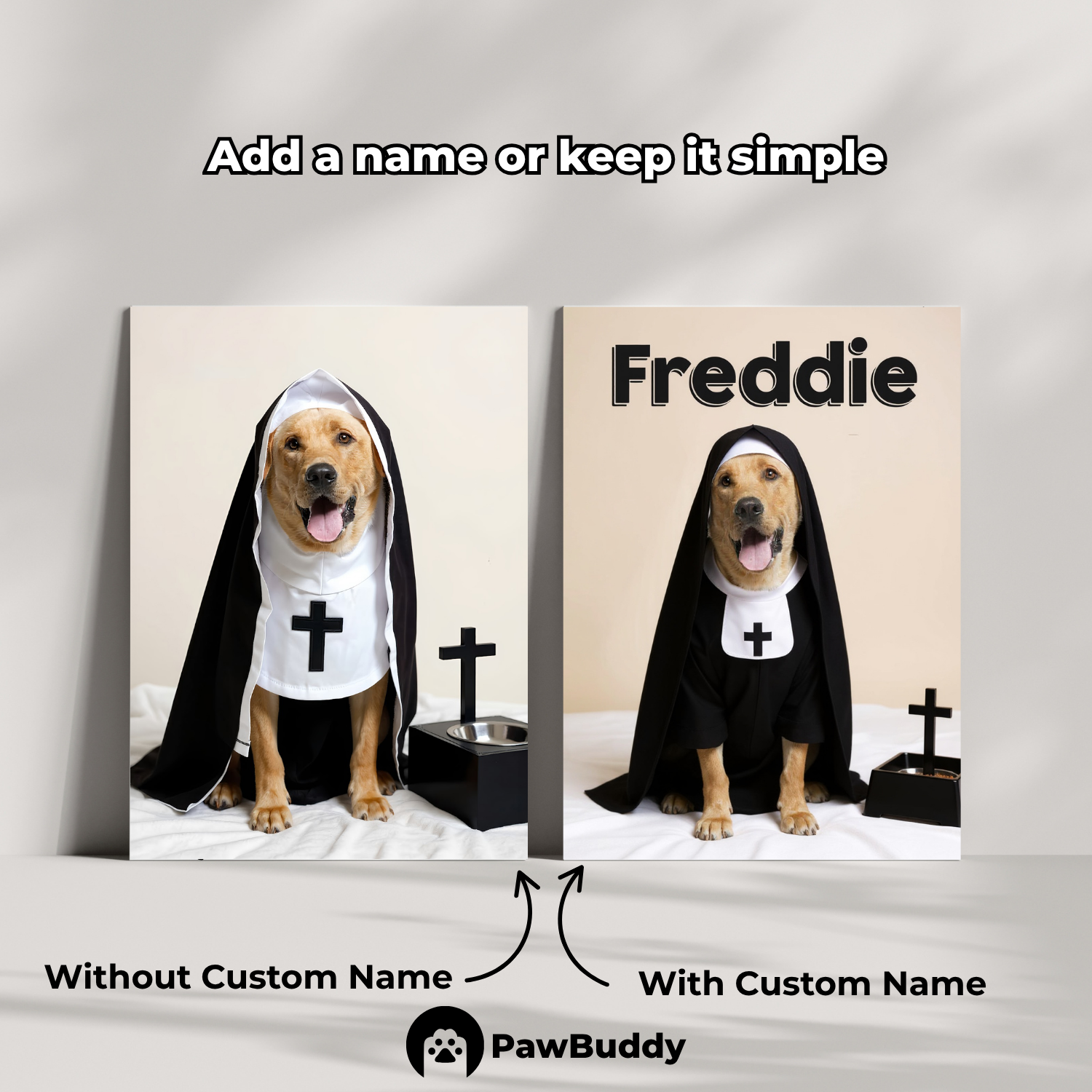 Custom Pet Poster Holy Nun Halloween Portrait – Personalized High-Resolution Matte Print for Wall Art, Home Decor, or Unique Gifts for Pet Lovers (Frame Not Included)