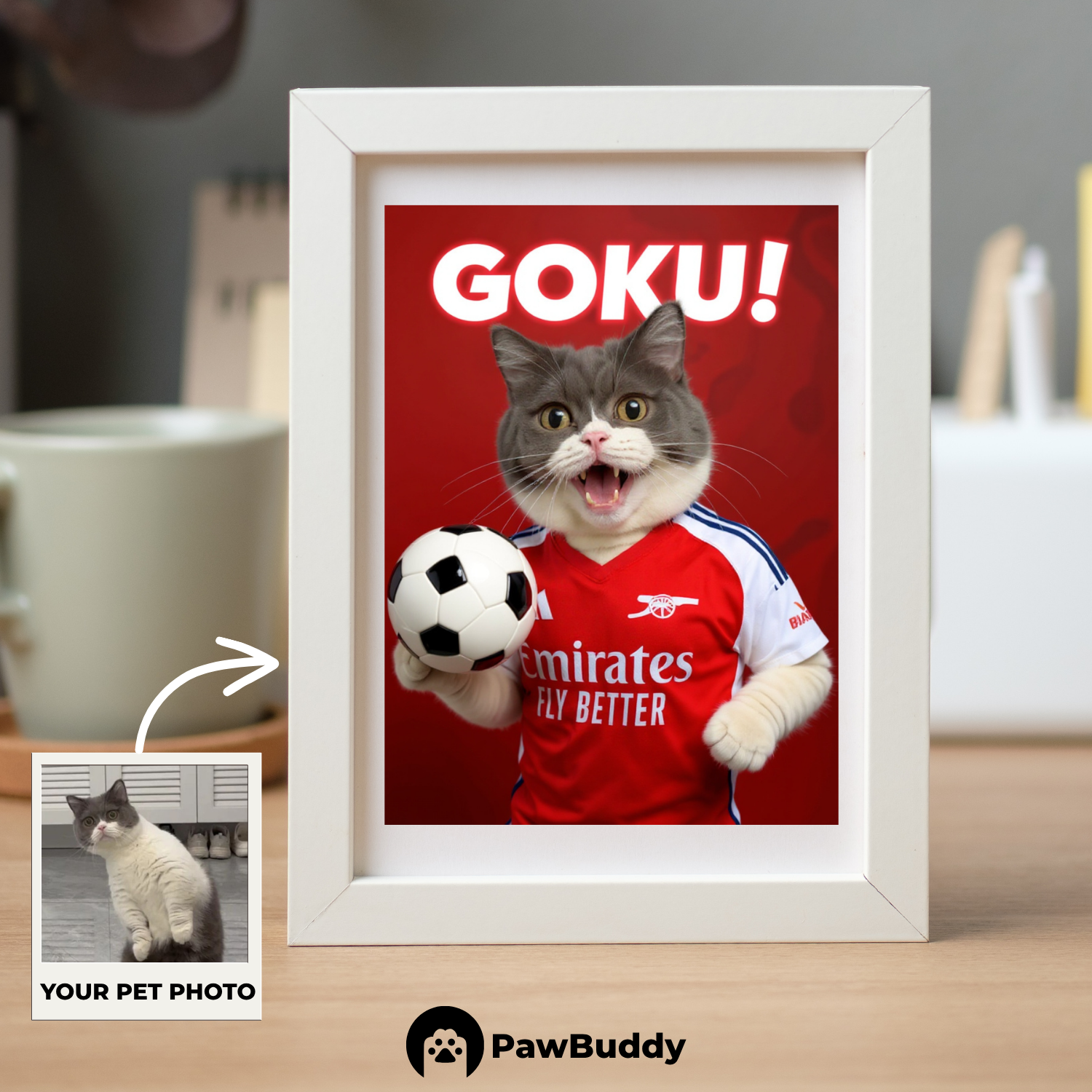 Custom Pet Poster Fearless Red Striker Portrait – Personalized High-Resolution Matte Print for Wall Art, Home Decor, or Unique Gifts for Pet Lovers (Frame Not Included)
