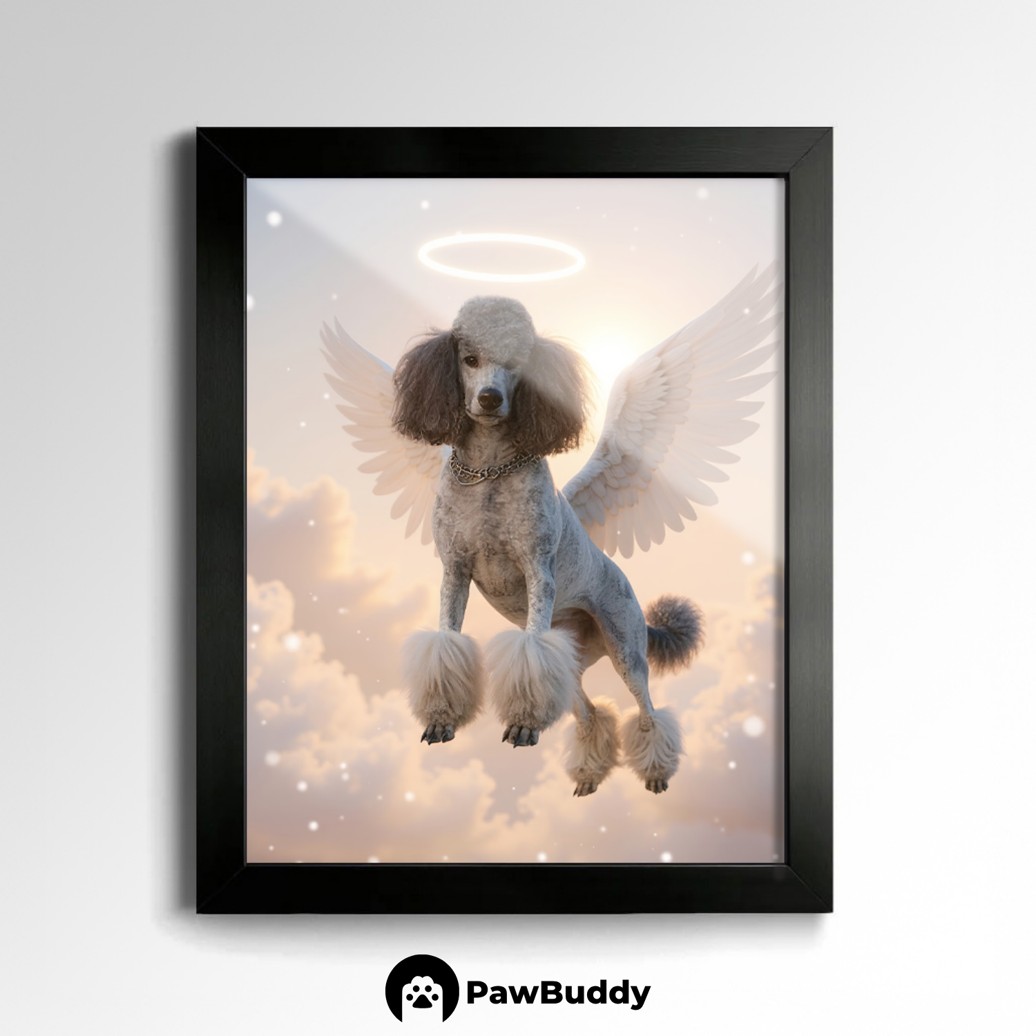 Custom Pet Poster Flying Angel Wings Memorial Portrait – Personalized High-Resolution Matte Print for Wall Art, Home Decor, or Heartfelt Remembrance Gifts for Pet Lovers (Frame Not Included)
