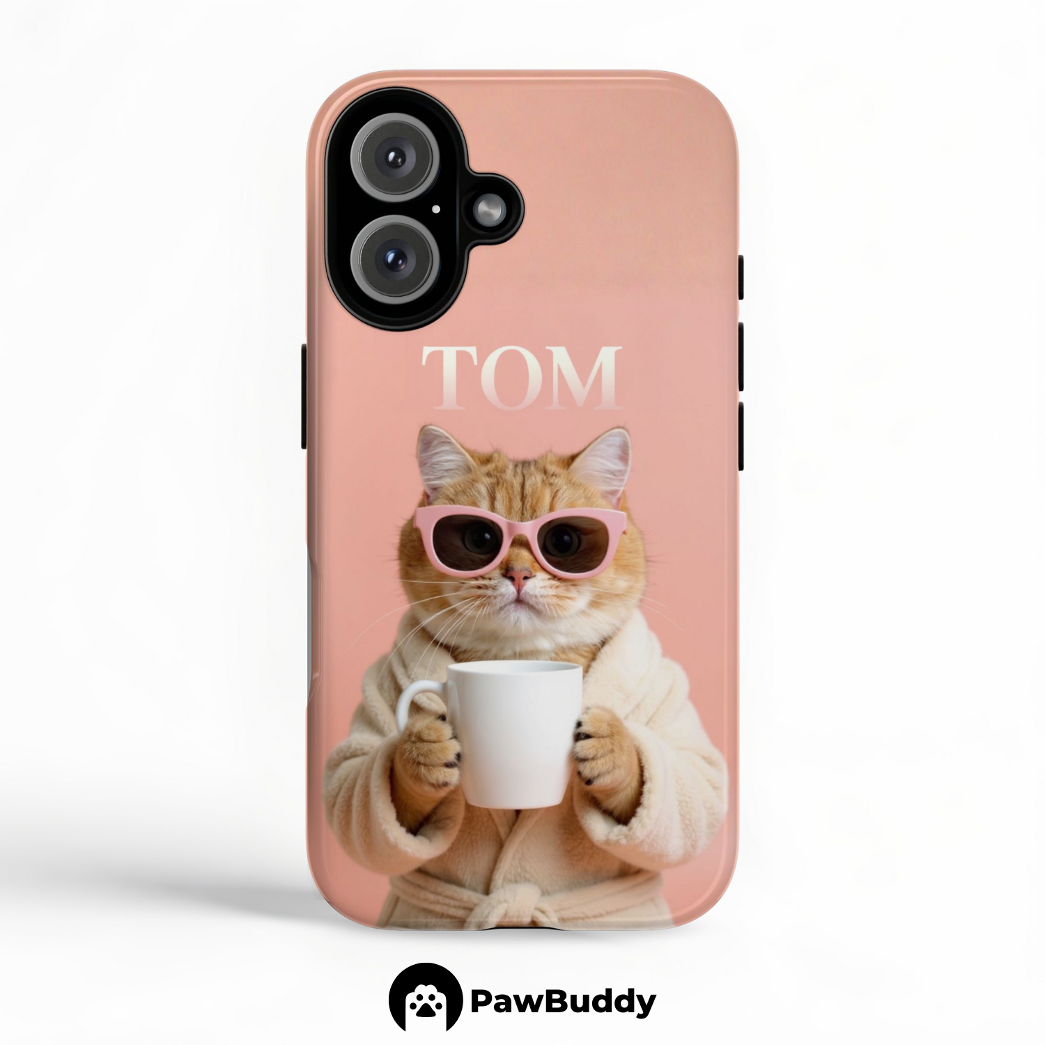 Custom Pet Phone Case for iPhone 11–17, Personalized Peach Spa Day Morning Bliss Design, Dual-Layer Shockproof PC+TPU Protective Cover with Glossy Wraparound Printing, Unique Gift for Pet Lovers