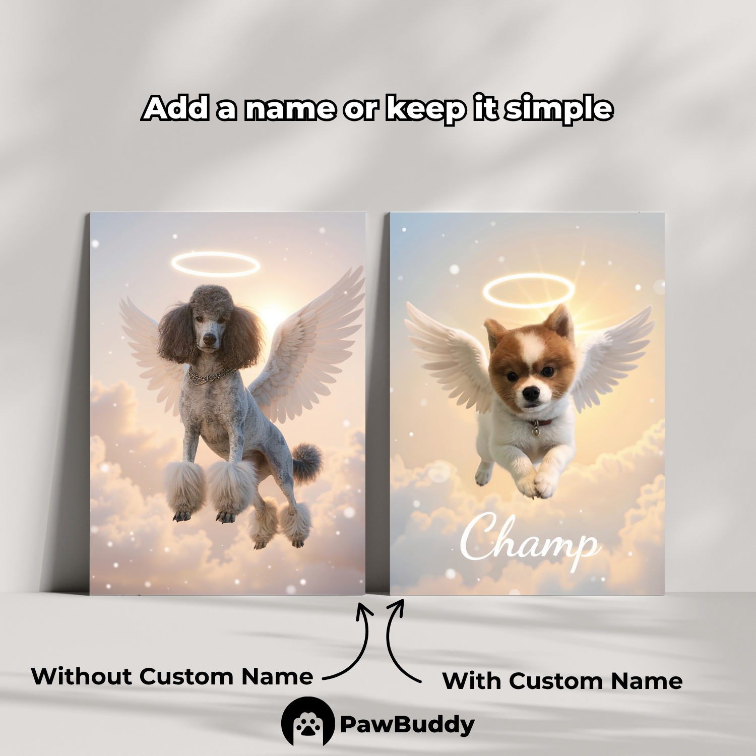 Custom Pet Poster Flying Angel Wings Memorial Portrait – Personalized High-Resolution Matte Print for Wall Art, Home Decor, or Heartfelt Remembrance Gifts for Pet Lovers (Frame Not Included)