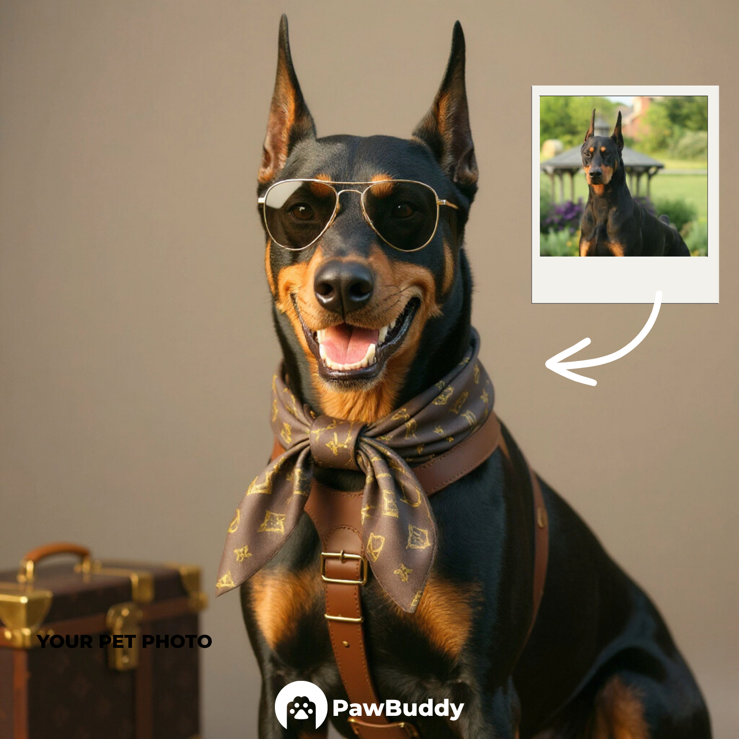 Custom Pet Portrait Fashionista Couture Digital Artwork – Personalized High-Resolution Artwork for Pet Lovers, Perfect for Online Sharing or as a Unique Luxury-Themed Keepsake
