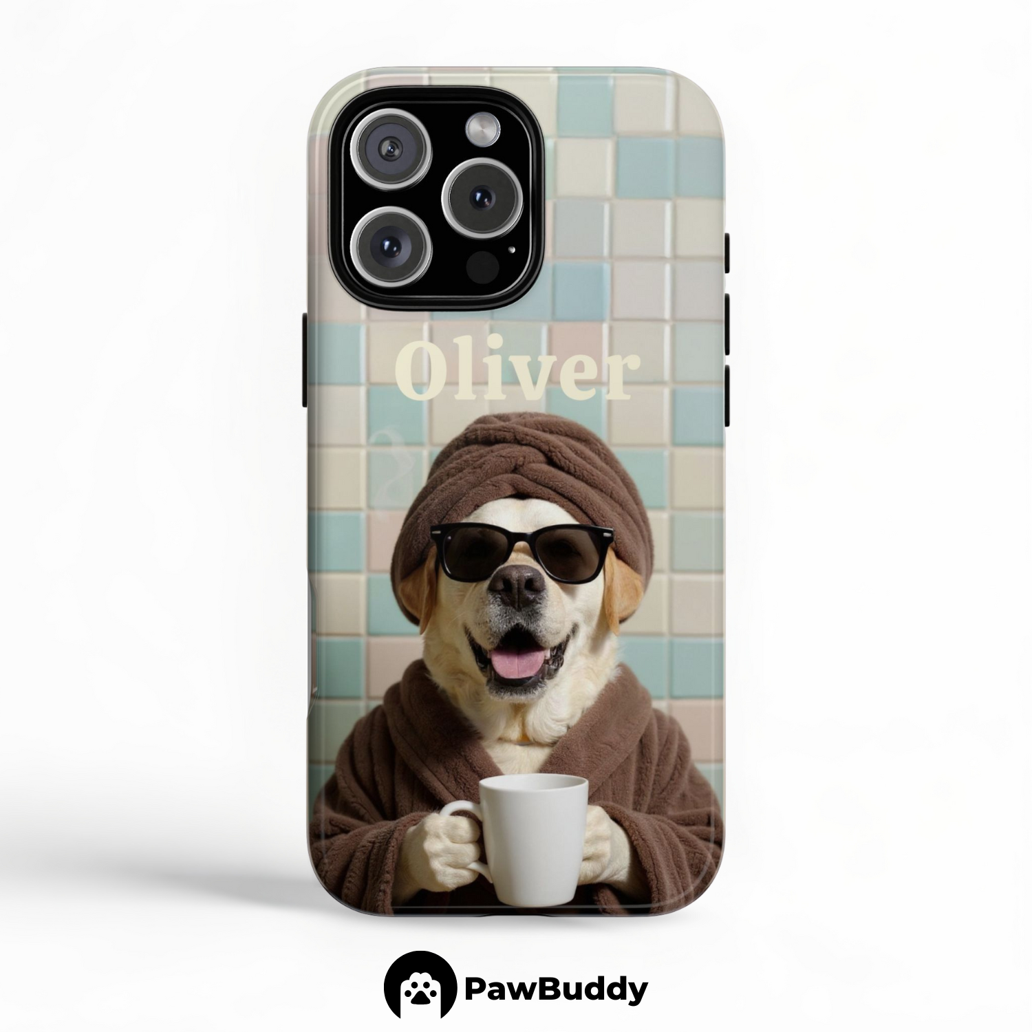 Custom Pet Phone Case for iPhone 11–17, Personalized Mocha Spa Day Serenity Design, Dual-Layer Shockproof PC+TPU Protective Cover with Glossy Wraparound Printing, Unique Gift for Pet Lovers