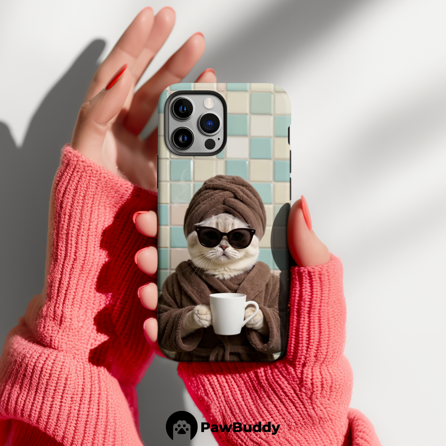 Custom Pet Phone Case for iPhone 11–17, Personalized Mocha Spa Day Serenity Design, Dual-Layer Shockproof PC+TPU Protective Cover with Glossy Wraparound Printing, Unique Gift for Pet Lovers