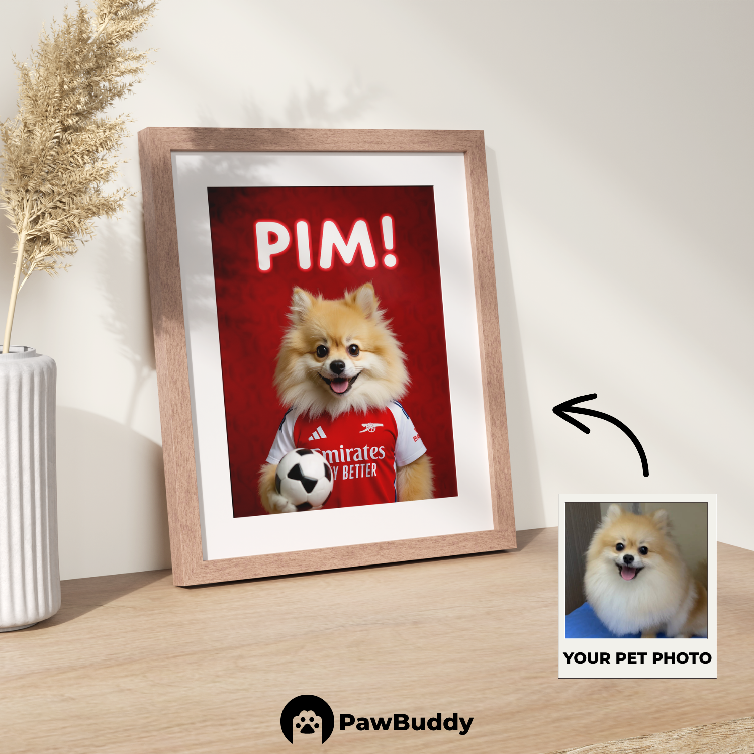 Custom Pet Poster Fearless Red Striker Portrait – Personalized High-Resolution Matte Print for Wall Art, Home Decor, or Unique Gifts for Pet Lovers (Frame Not Included)