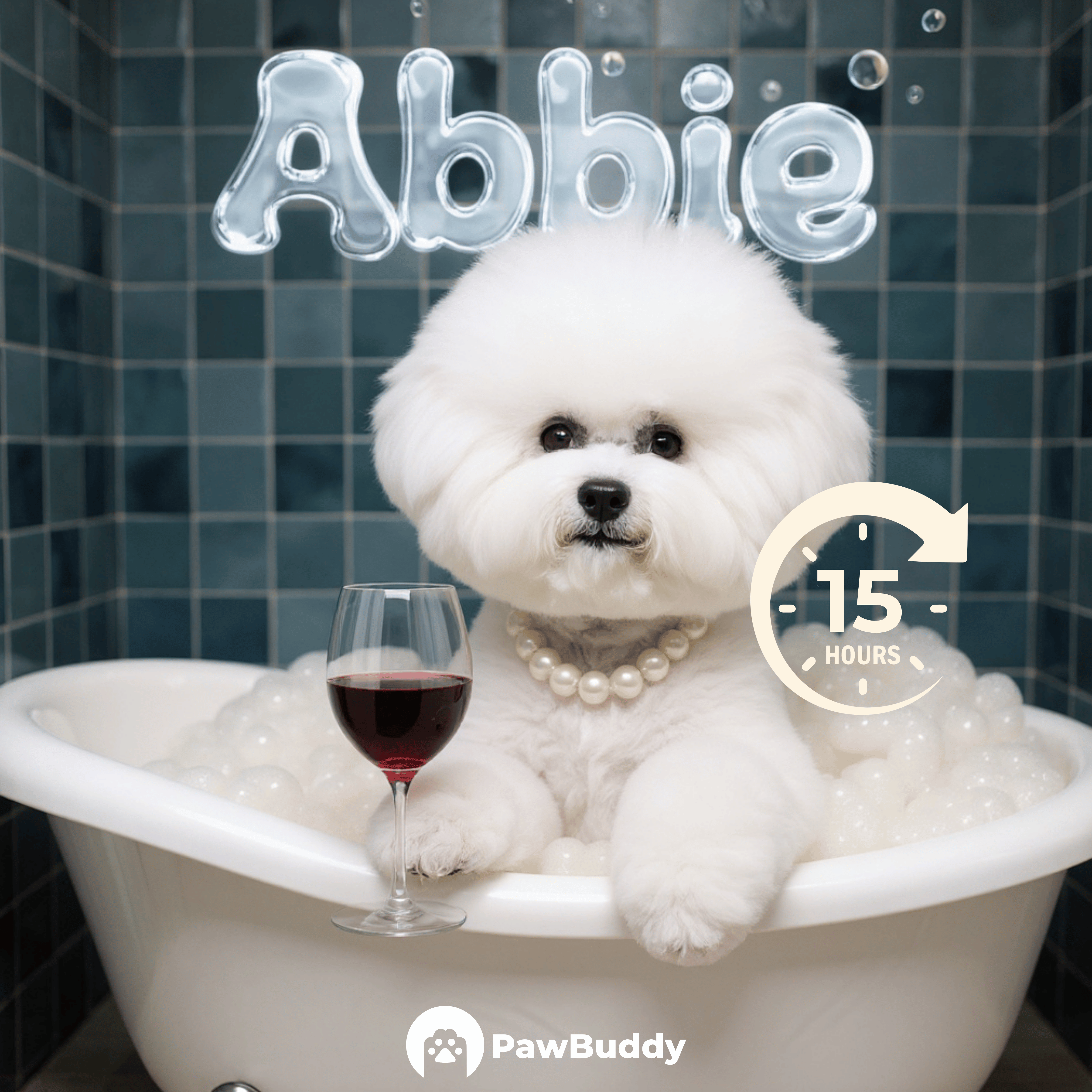 Custom Pet Portrait Blue Velvet Bath Retreat Digital Artwork - Personalized High-Resolution Artwork for Pet Lovers, Perfect for Online Sharing or as a Unique Luxury-Themed Keepsake
