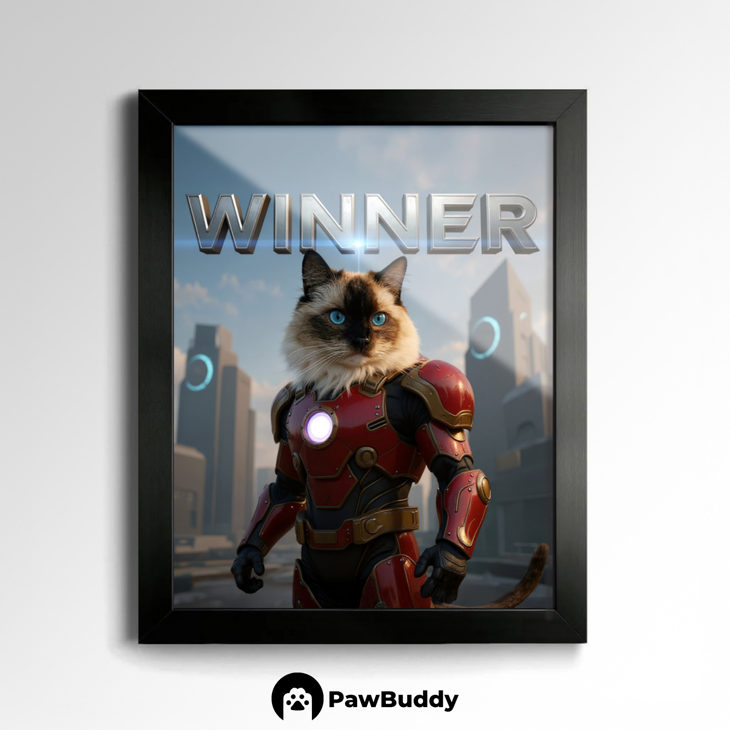 Custom Pet Poster Arc Reactor Power Hero Portrait – Personalized High-Resolution Matte Print for Wall Art, Home Decor, or Unique Gifts for Pet Lovers (Frame Not Included)