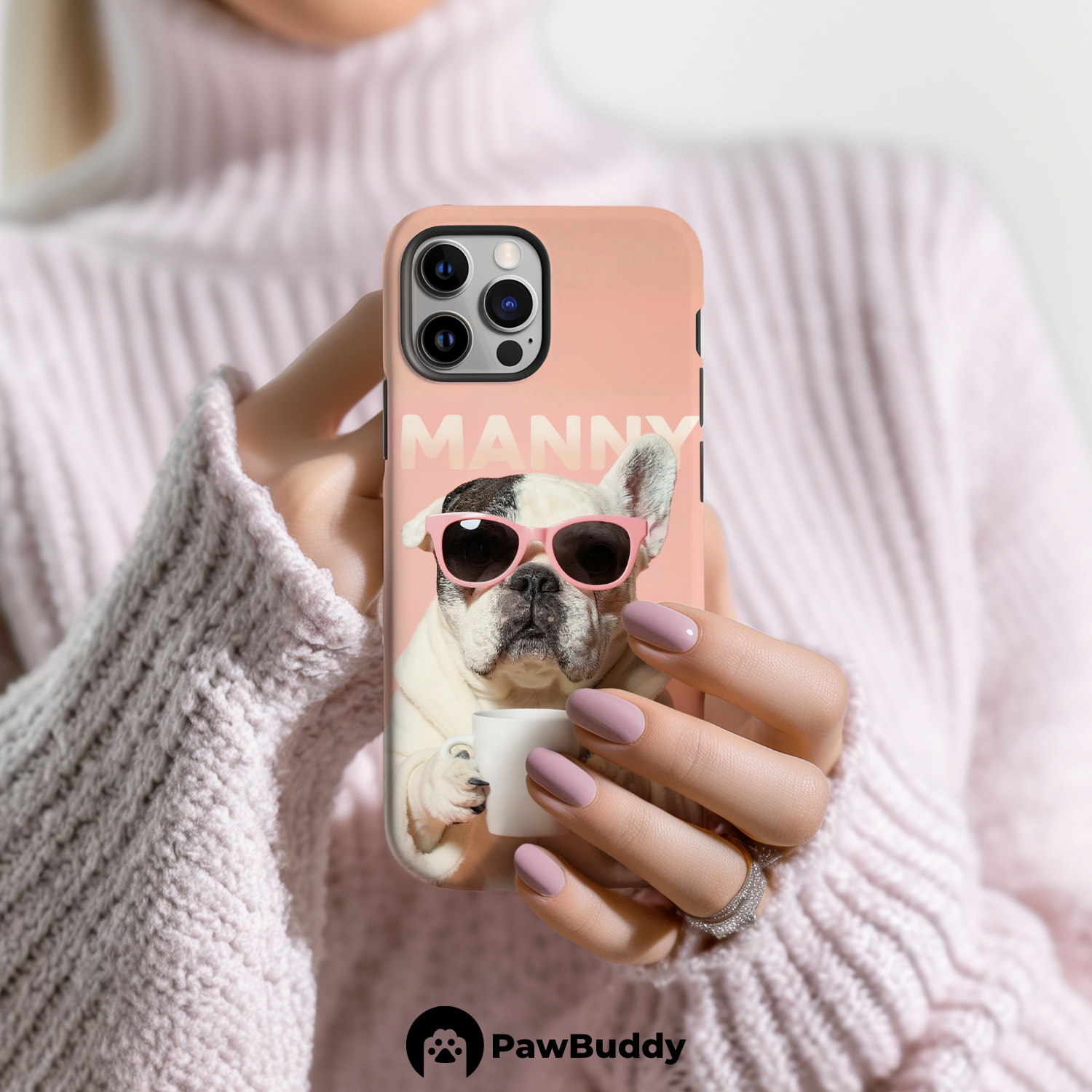 Custom Pet Phone Case for iPhone 11–17, Personalized Peach Spa Day Morning Bliss Design, Dual-Layer Shockproof PC+TPU Protective Cover with Glossy Wraparound Printing, Unique Gift for Pet Lovers