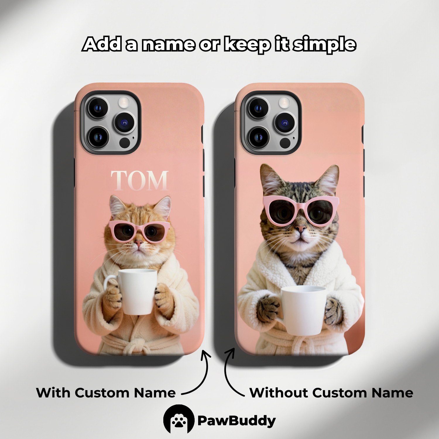 Custom Pet Phone Case for iPhone 11–17, Personalized Peach Spa Day Morning Bliss Design, Dual-Layer Shockproof PC+TPU Protective Cover with Glossy Wraparound Printing, Unique Gift for Pet Lovers