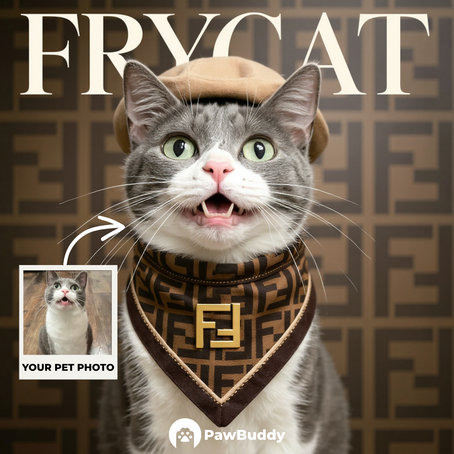 Custom Pet Portrait Fashionista Couture Digital Artwork – Personalized High-Resolution Artwork for Pet Lovers, Perfect for Online Sharing or as a Unique Luxury-Themed Keepsake
