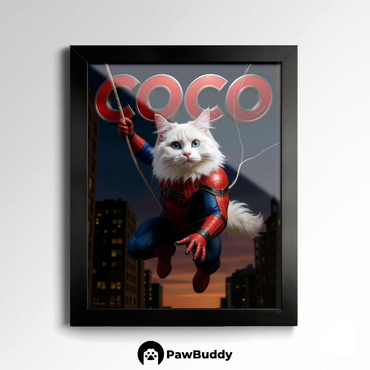 Custom Pet Poster Web Guardian Hero Portrait – Personalized High-Resolution Matte Print for Wall Art, Home Decor, or Unique Gifts for Pet Lovers (Frame Not Included)