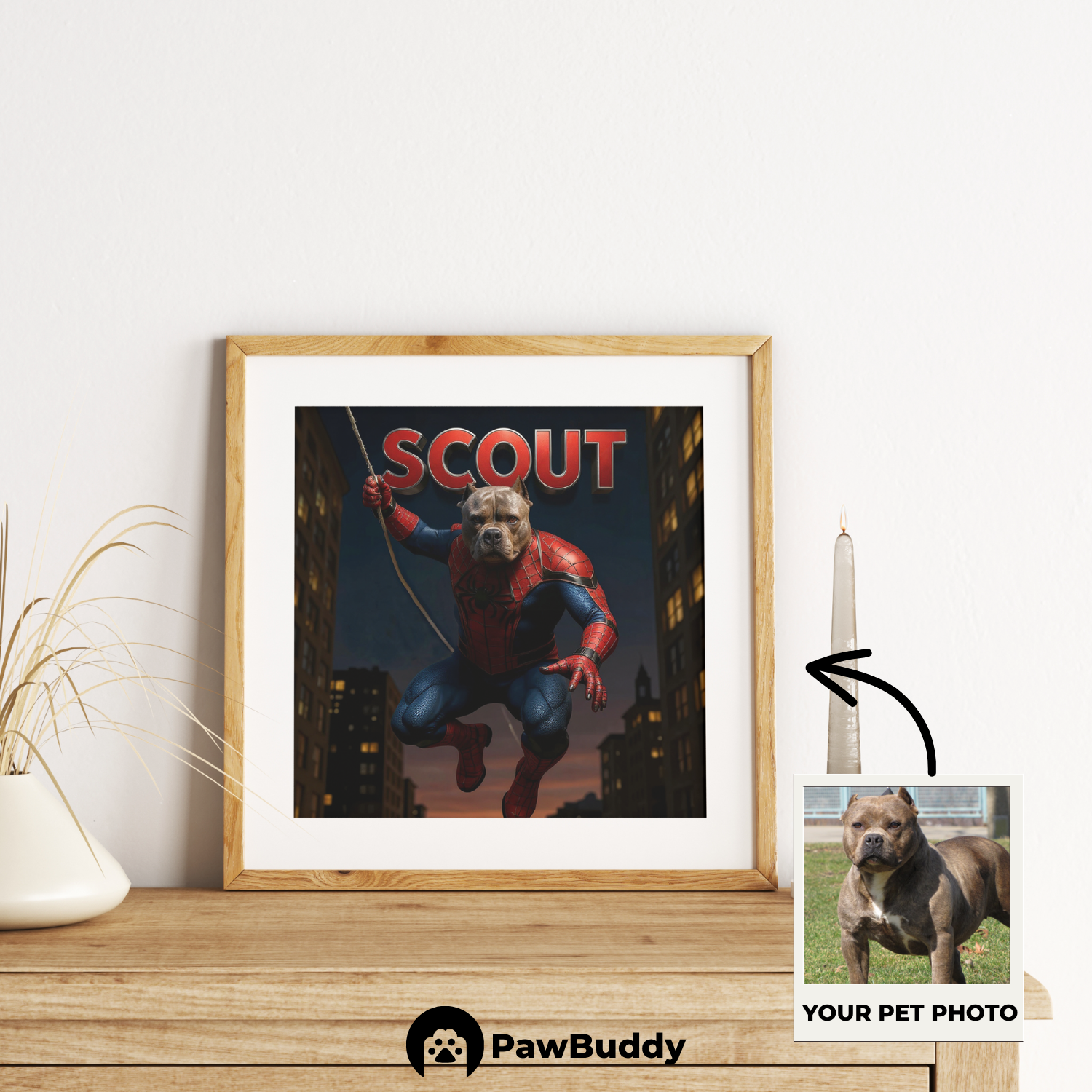 Custom Pet Poster Web Guardian Hero Portrait – Personalized High-Resolution Matte Print for Wall Art, Home Decor, or Unique Gifts for Pet Lovers (Frame Not Included)