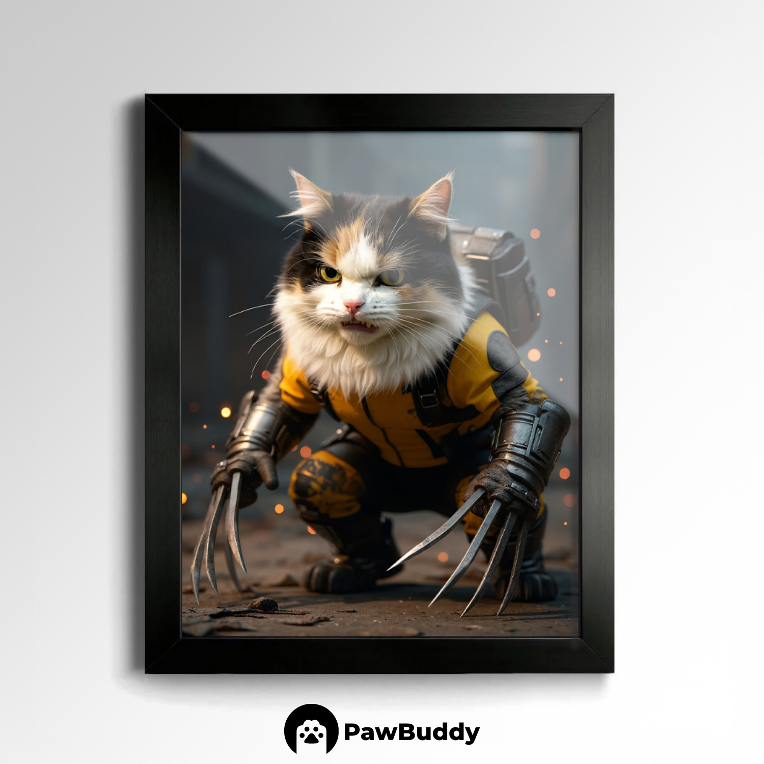 Custom Pet Poster Steel Claw Warrior Portrait – Personalized High-Resolution Matte Print for Wall Art, Home Decor, or Unique Gifts for Pet Lovers (Frame Not Included)