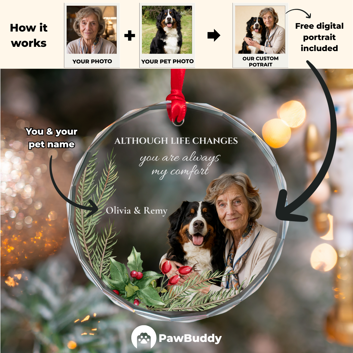 Custom Pet Crystal Glass Ornament Collection – Personalized High-Transparency Keepsake with One-Side Printing, Perfect for Year-Round Decor or Meaningful Gifts for Pet Lovers