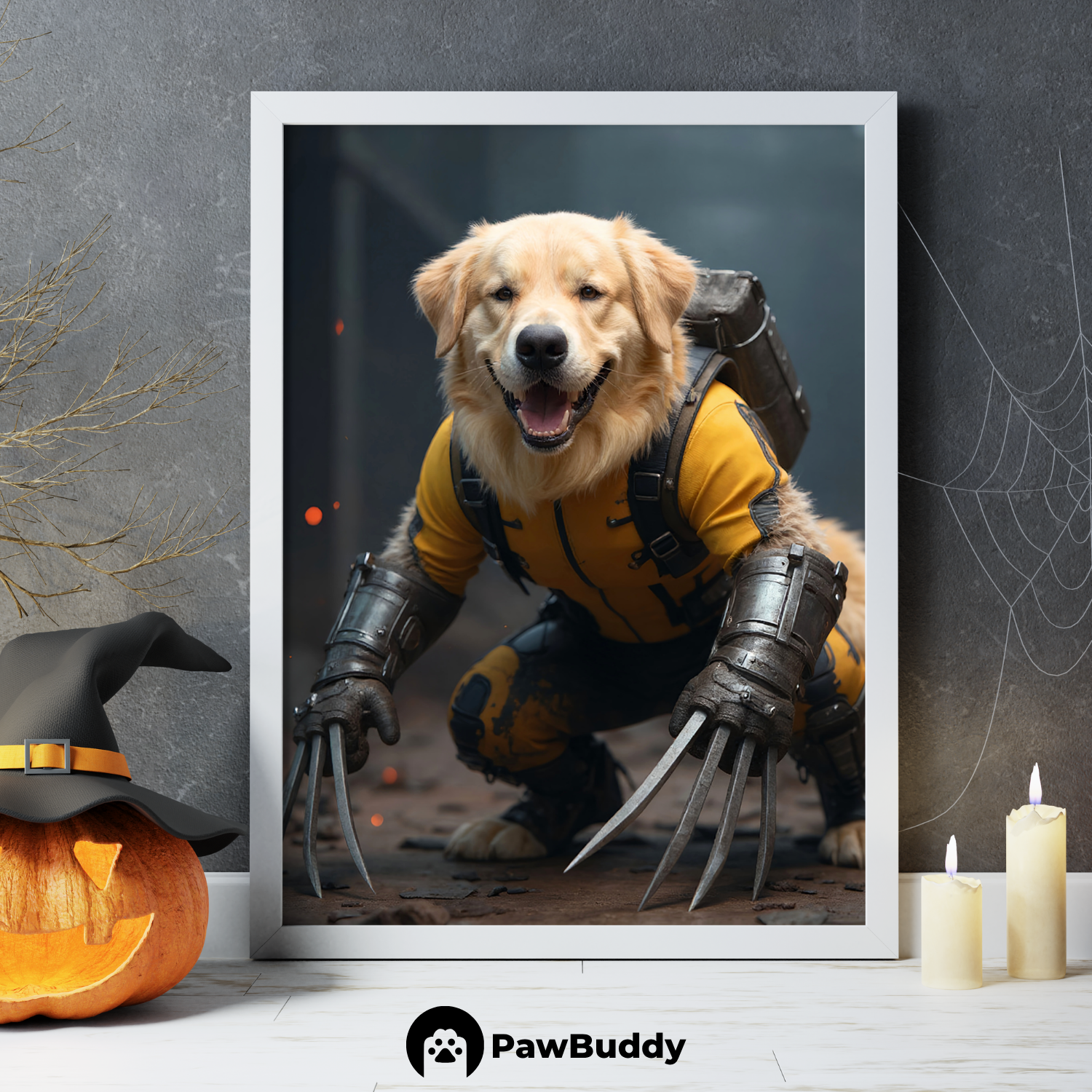 Custom Pet Poster Steel Claw Warrior Portrait – Personalized High-Resolution Matte Print for Wall Art, Home Decor, or Unique Gifts for Pet Lovers (Frame Not Included)