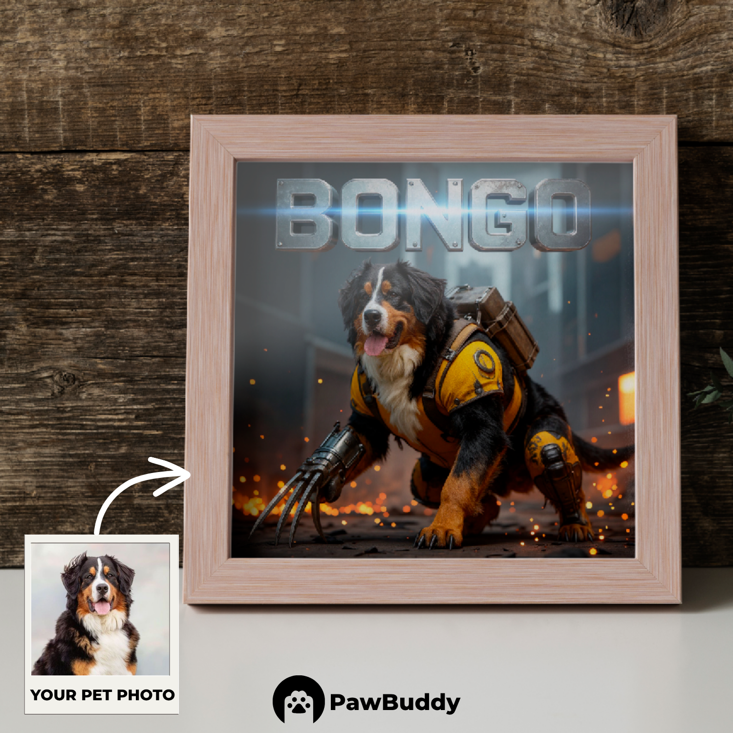 Custom Pet Poster Steel Claw Warrior Portrait – Personalized High-Resolution Matte Print for Wall Art, Home Decor, or Unique Gifts for Pet Lovers (Frame Not Included)