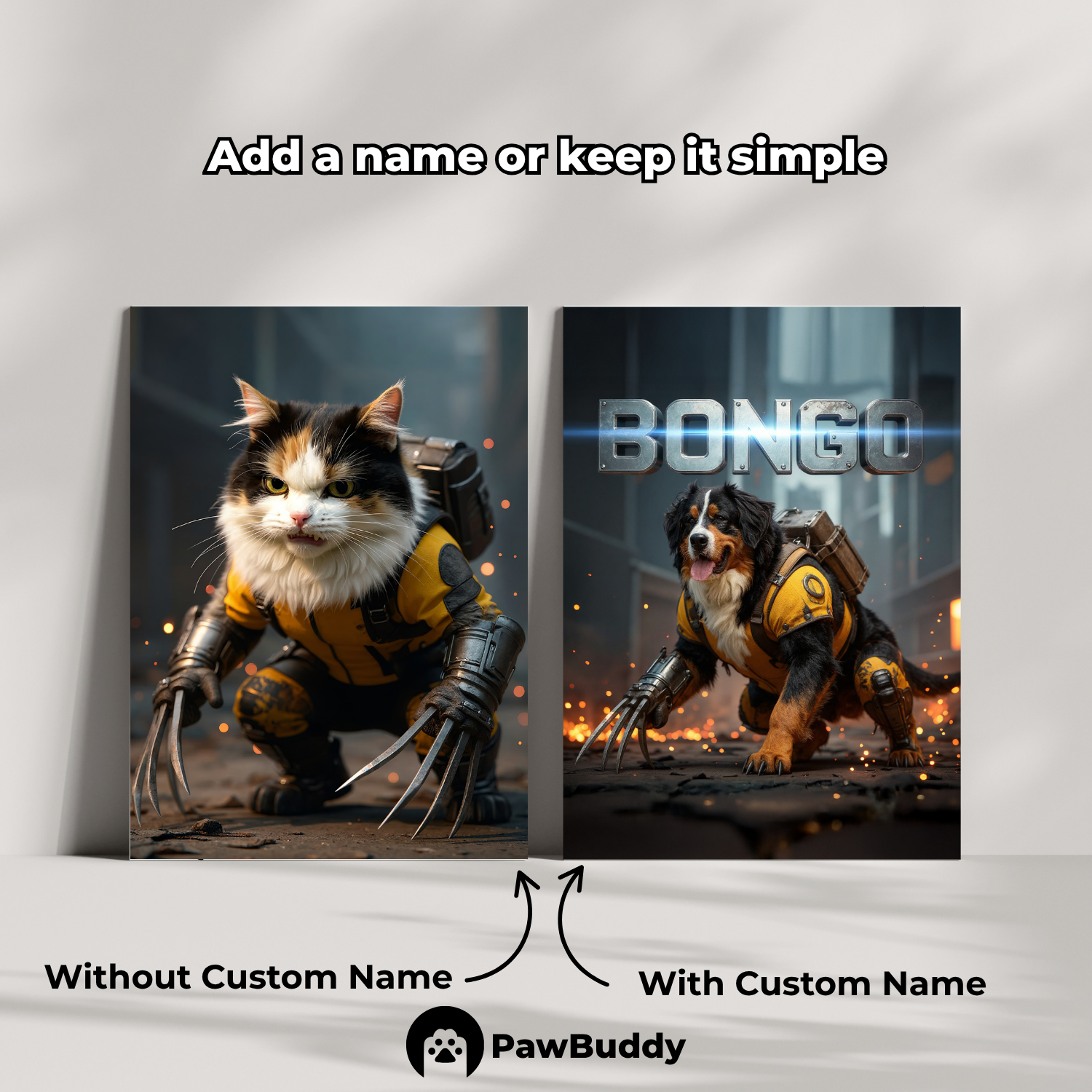 Custom Pet Poster Steel Claw Warrior Portrait – Personalized High-Resolution Matte Print for Wall Art, Home Decor, or Unique Gifts for Pet Lovers (Frame Not Included)
