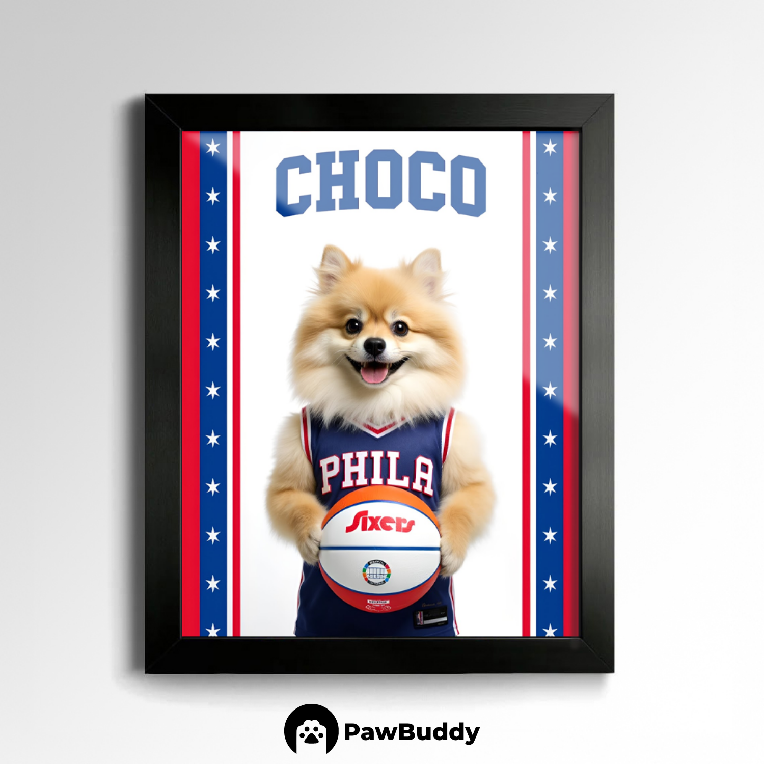 Custom Pet Poster All-Star Spirit Basketball Portrait – Personalized High-Resolution Matte Print for Wall Art, Home Decor, or Unique Sports-Inspired Gifts for Pet Lovers (Frame Not Included)