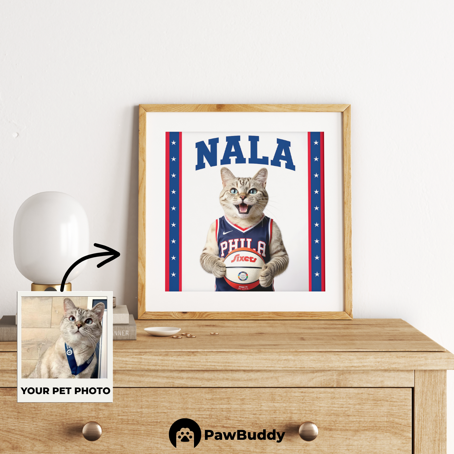 Custom Pet Poster All-Star Spirit Basketball Portrait – Personalized High-Resolution Matte Print for Wall Art, Home Decor, or Unique Sports-Inspired Gifts for Pet Lovers (Frame Not Included)