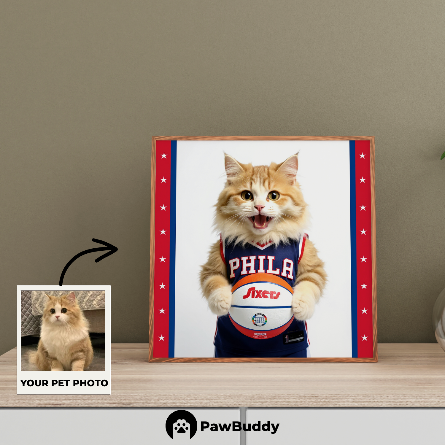 Custom Pet Poster All-Star Spirit Basketball Portrait – Personalized High-Resolution Matte Print for Wall Art, Home Decor, or Unique Sports-Inspired Gifts for Pet Lovers (Frame Not Included)