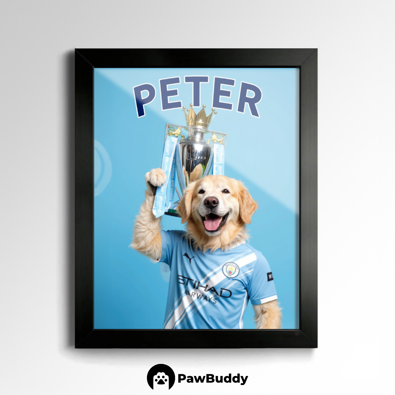 Custom Pet Poster Sky Trophy Soccer Portrait – Personalized High-Resolution Matte Print for Wall Art, Home Decor, or Unique Gifts for Pet Lovers (Frame Not Included)