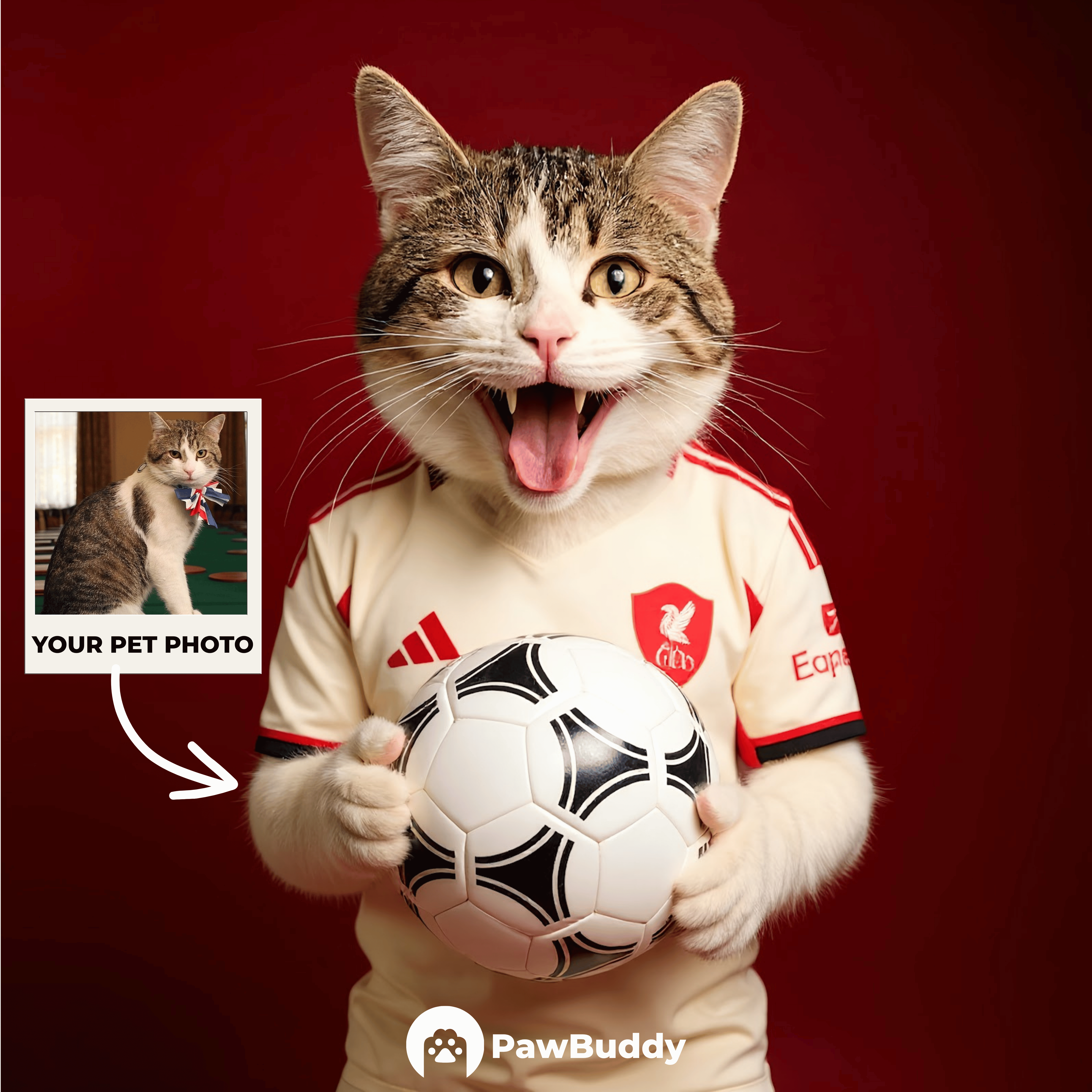 Custom Pet Portrait English Football Spirit Digital Artwork – Personalized High-Resolution Artwork for Pet Lovers, Perfect for Online Sharing or as a Unique Sports Keepsake