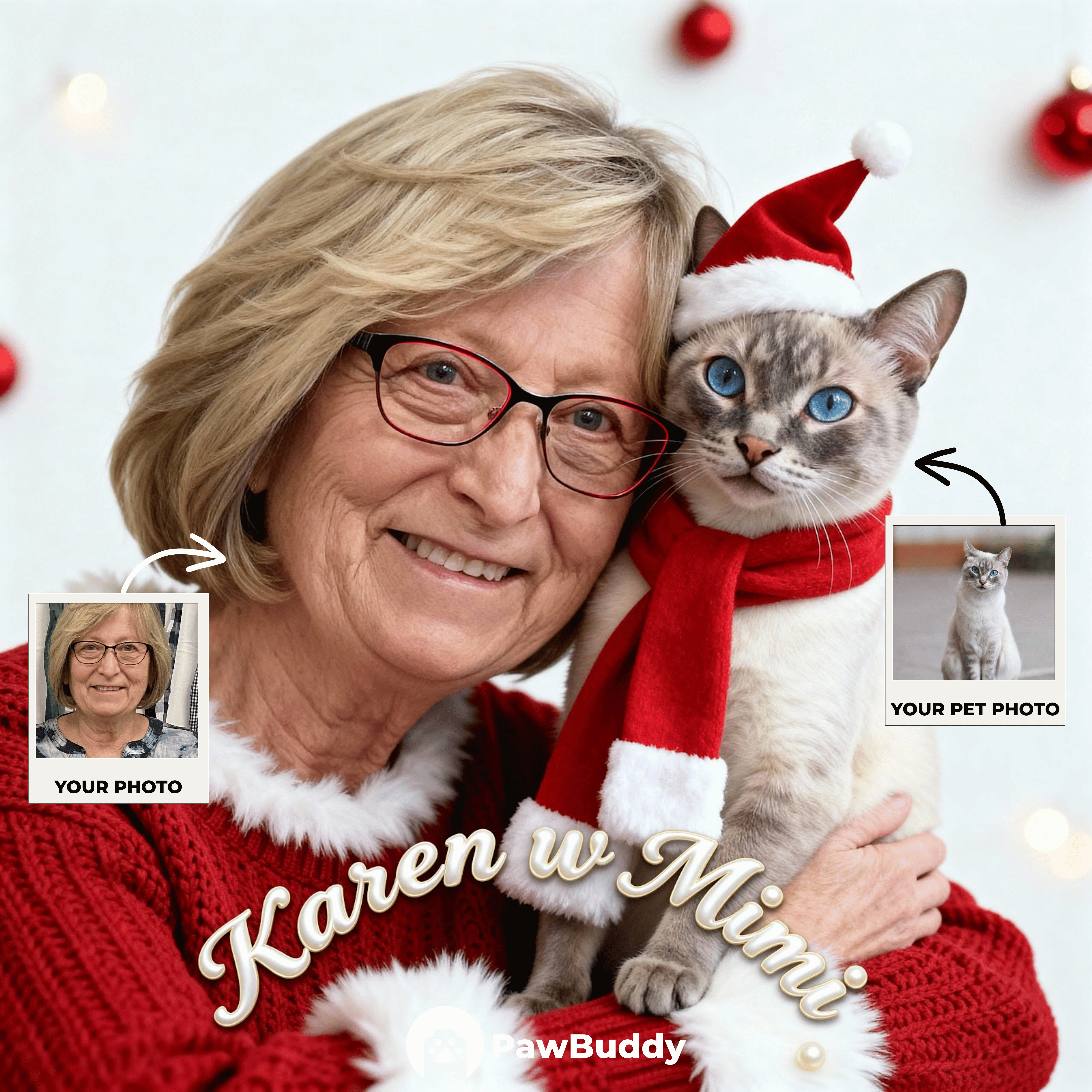 Custom Human & Pet Portrait Cozy Christmas Hug Digital Artwork - Personalized High-Resolution Artwork for Pet Lovers, Perfect for Online Sharing or as a Unique Holiday Keepsake