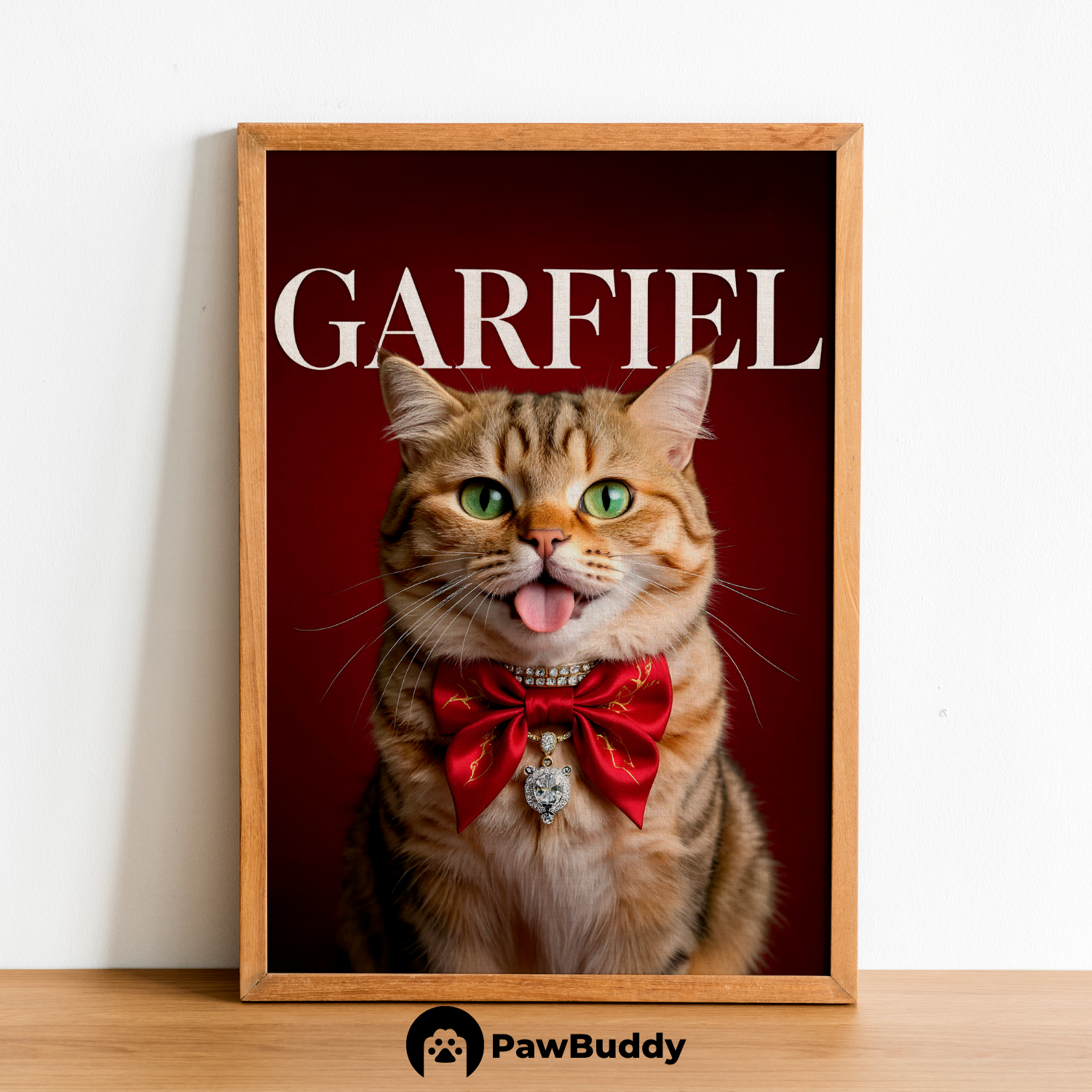 Custom Pet Poster Elegant Scarlet Chic Portrait – Personalized High-Resolution Matte Print for Wall Art, Home Decor, or Unique Gifts for Pet Lovers (Frame Not Included)