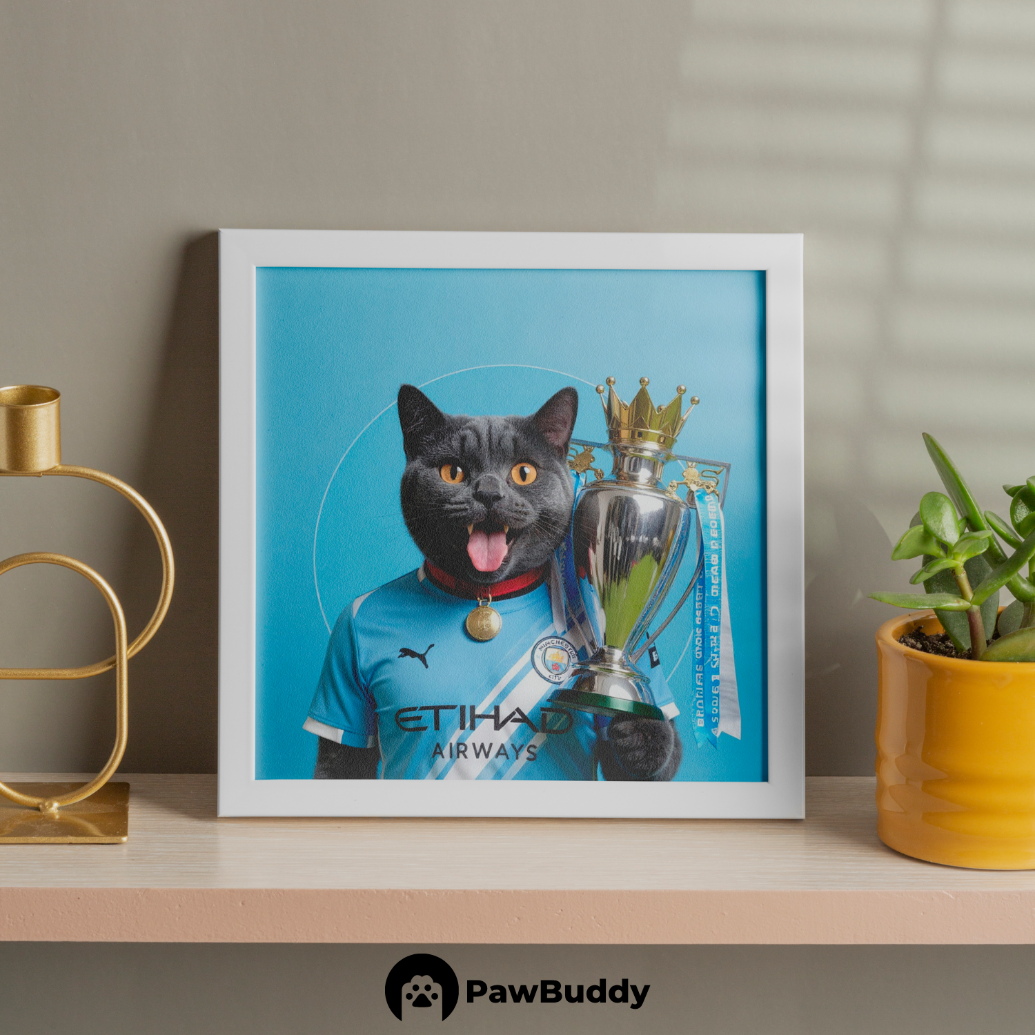 Custom Pet Poster Sky Trophy Soccer Portrait – Personalized High-Resolution Matte Print for Wall Art, Home Decor, or Unique Gifts for Pet Lovers (Frame Not Included)